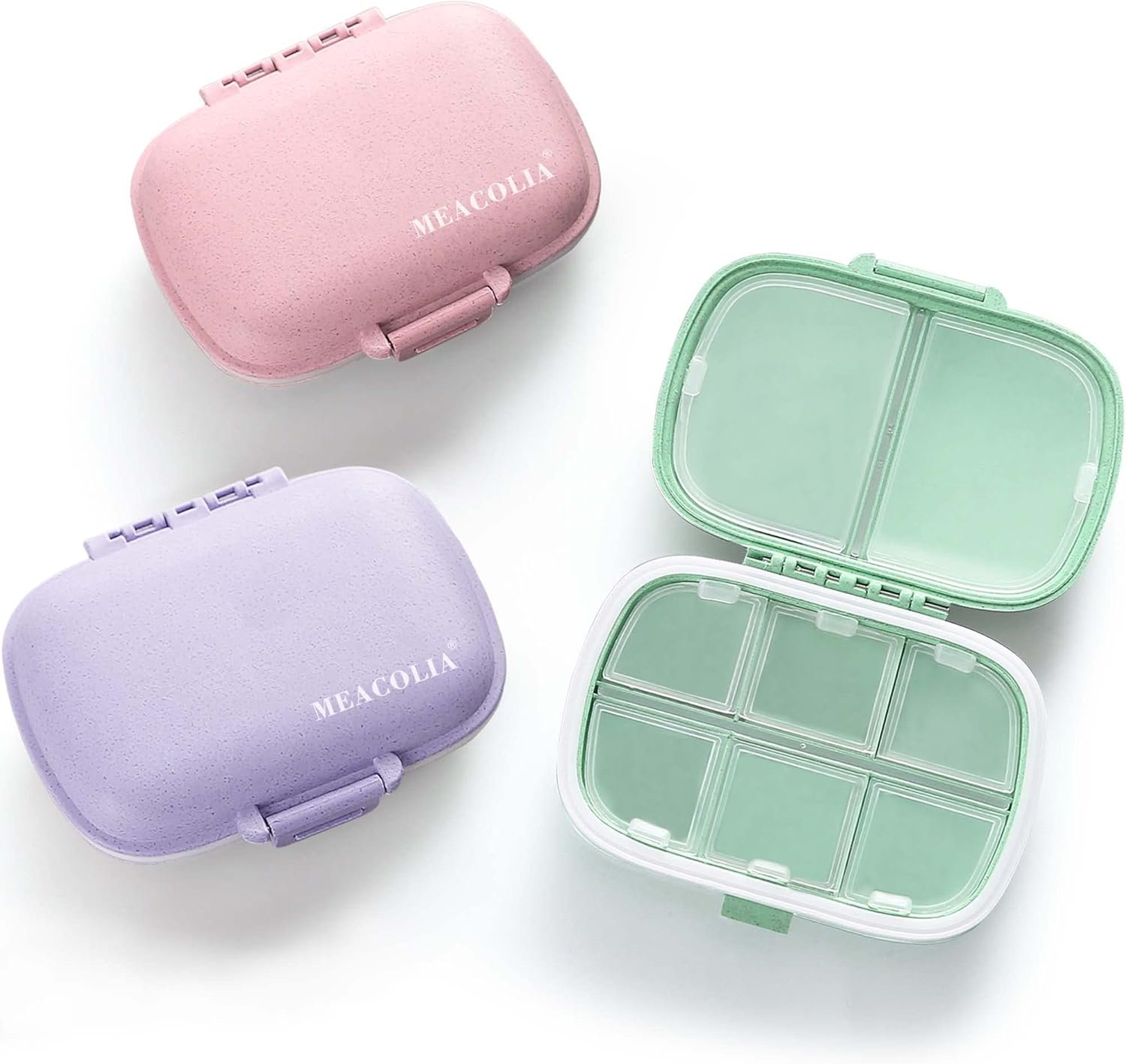 3 Pack 8 Compartments Travel Pill Organizer, Daily... - Image 2