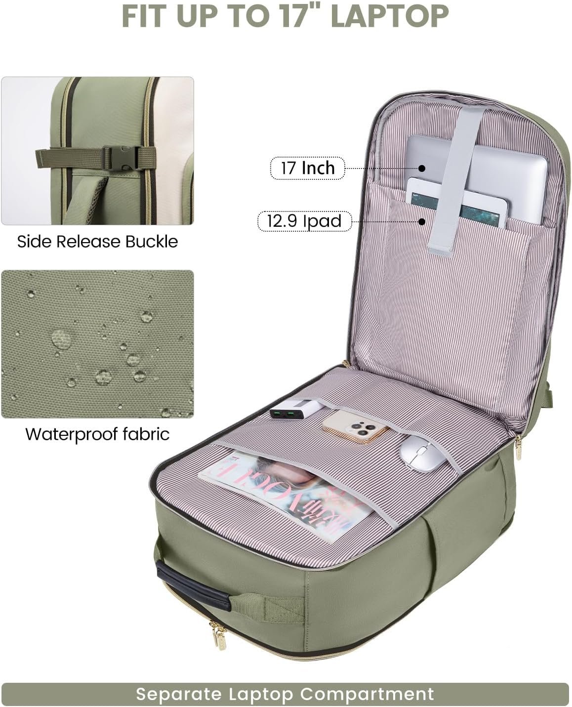 LOVEVOOK 40L Travel Backpack for Women & Men, Airl... - Image 10