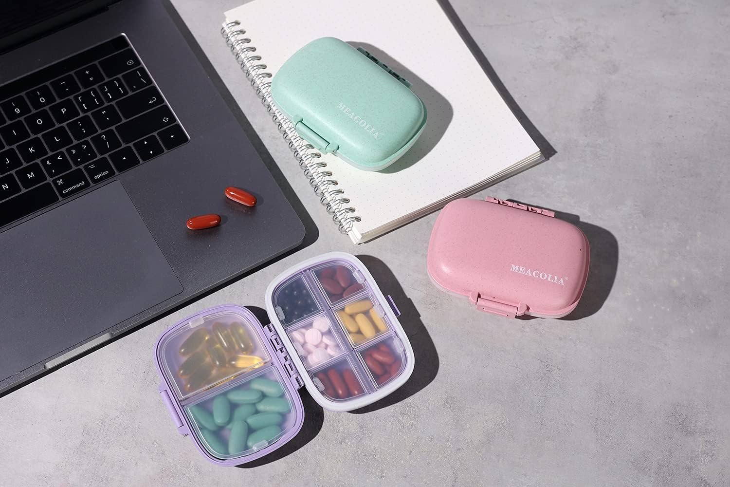 3 Pack 8 Compartments Travel Pill Organizer, Daily... - Image 8
