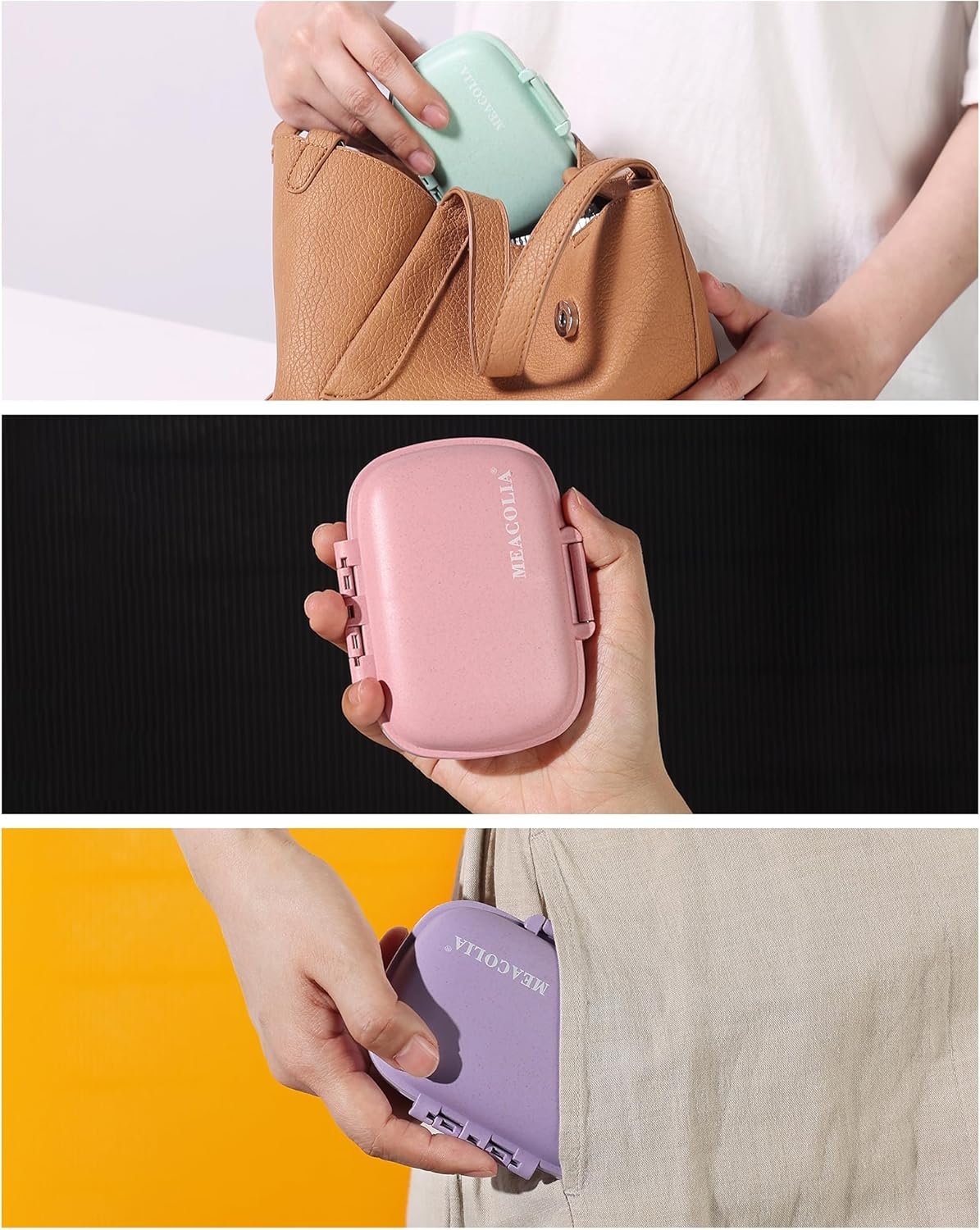 3 Pack 8 Compartments Travel Pill Organizer, Daily... - Image 4