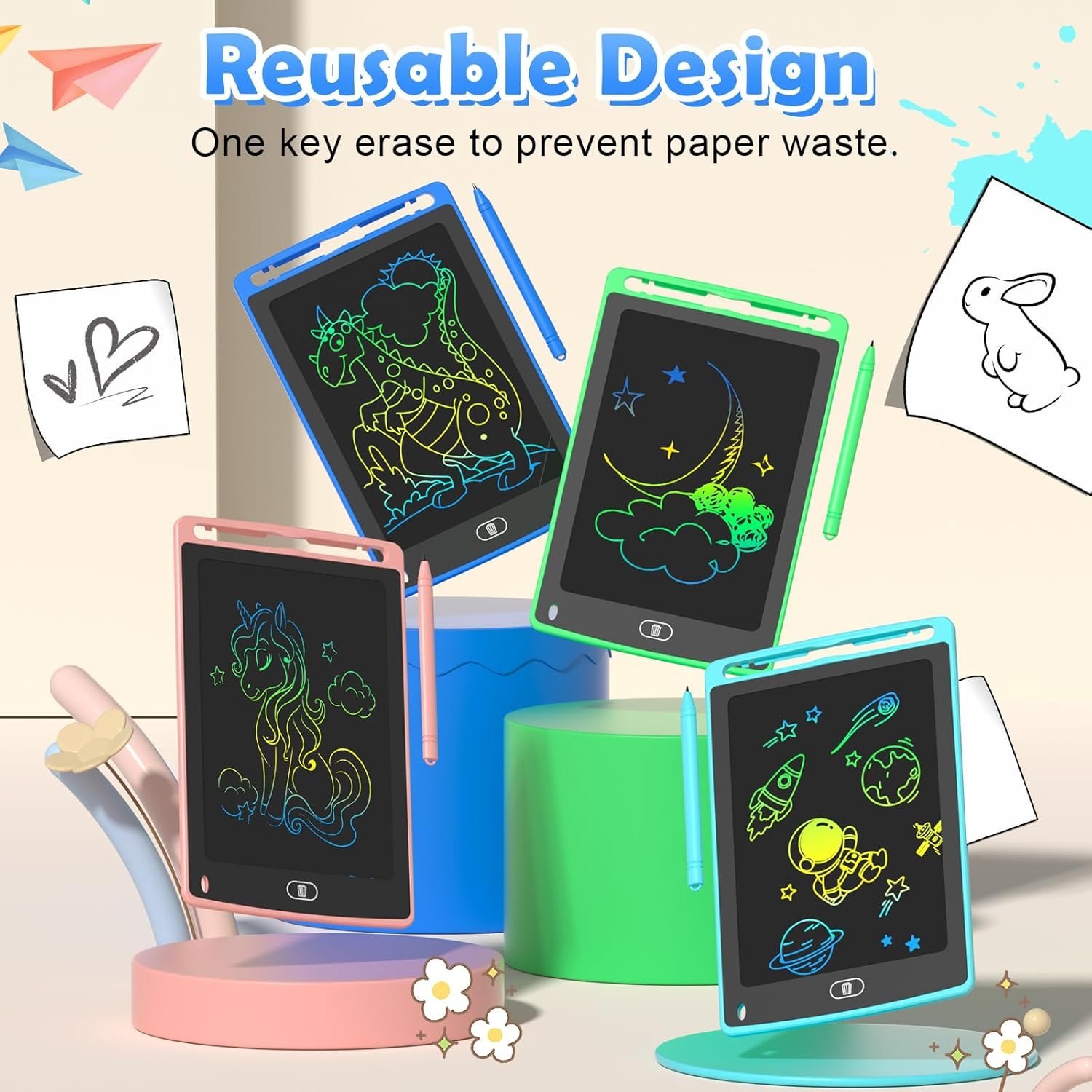 4 Pack LCD Writing Tablet for Kids, 8.5 Inch Color... - Image 6