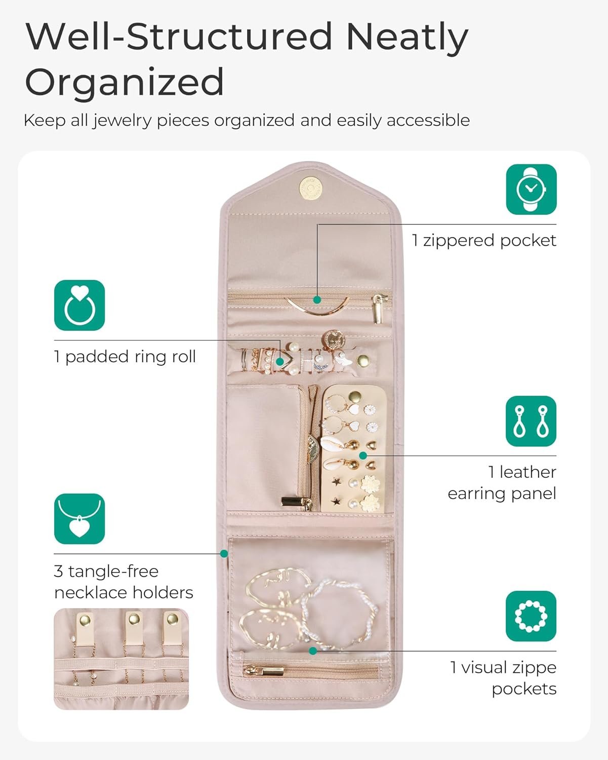 BAGSMART Travel Jewelry Organizer Case Foldable Sm... - Image 4