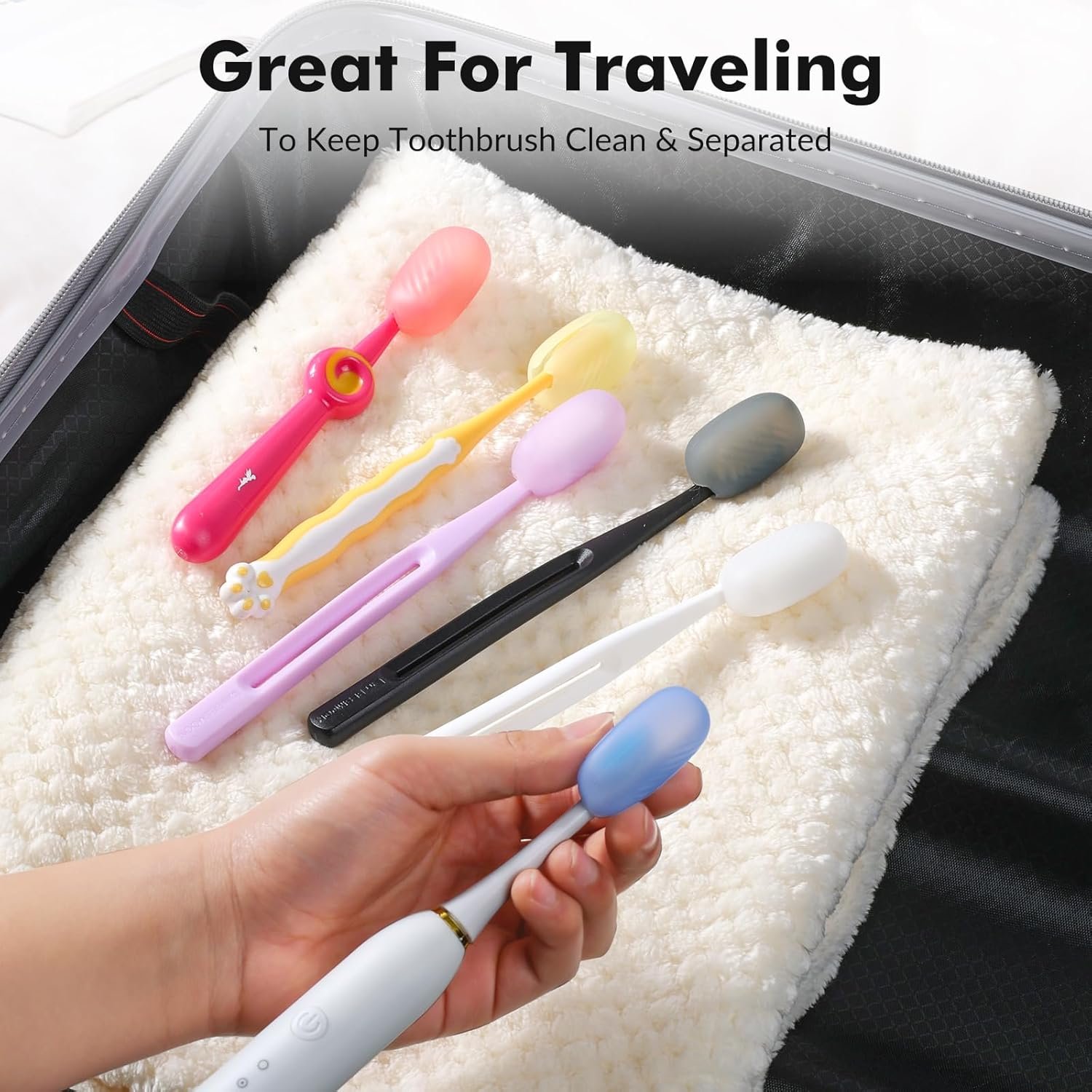 10 Packs Travel Toothbrush Covers, Silicone Toothb... - Image 7