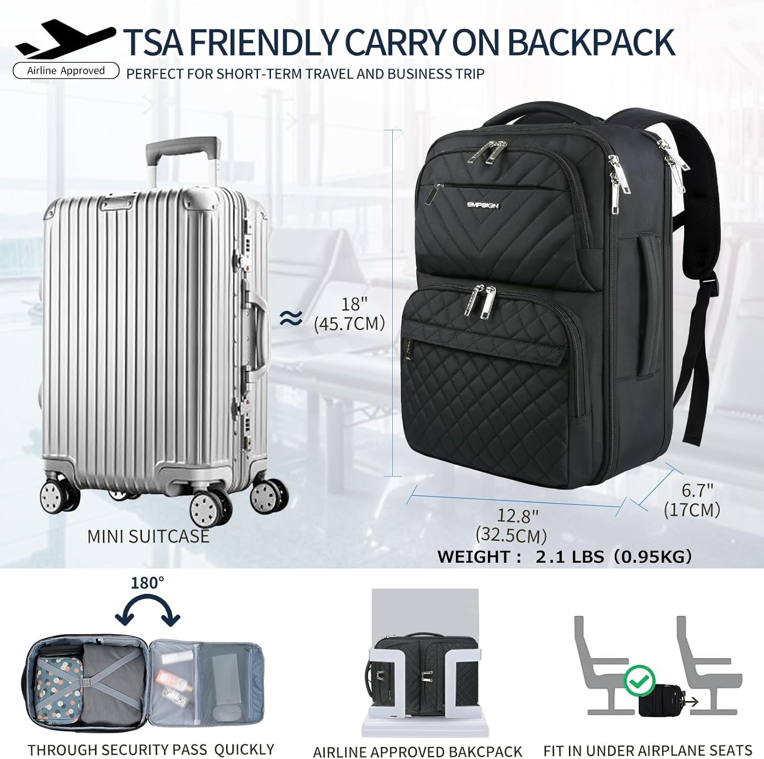 EMPSIGN Travel Backpack for Women, Large Carry On ... - Image 3