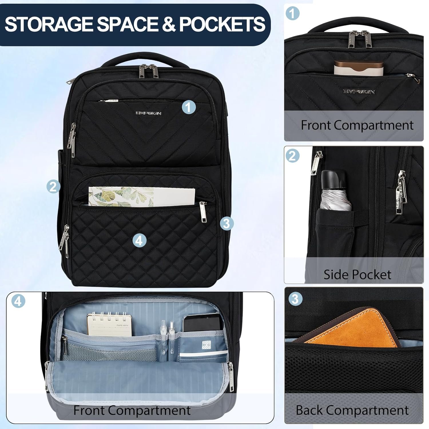 EMPSIGN Travel Backpack for Women, Large Carry On ... - Image 5