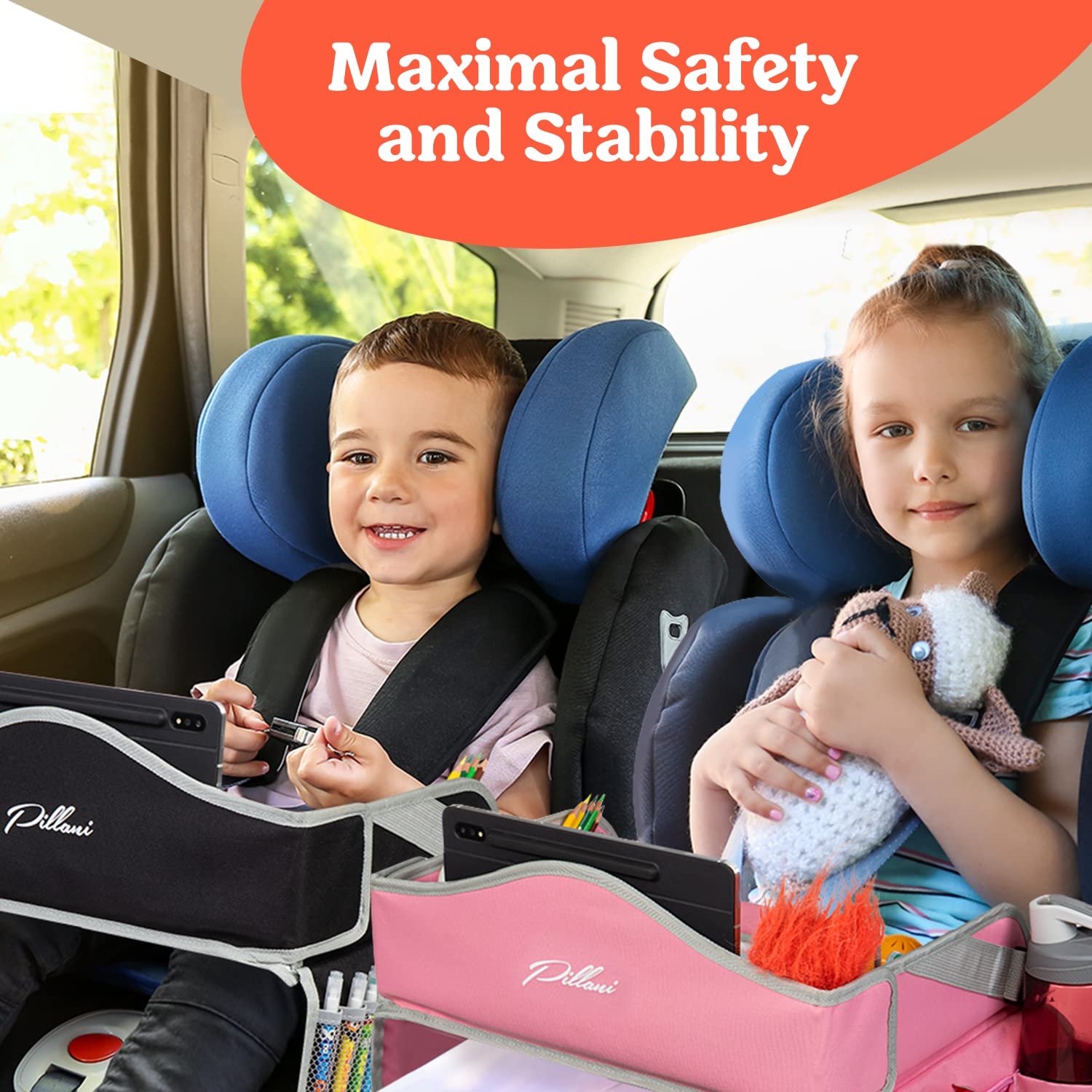 PILLANI Kids Travel Tray for Car - Car Seat Tray w... - Image 7