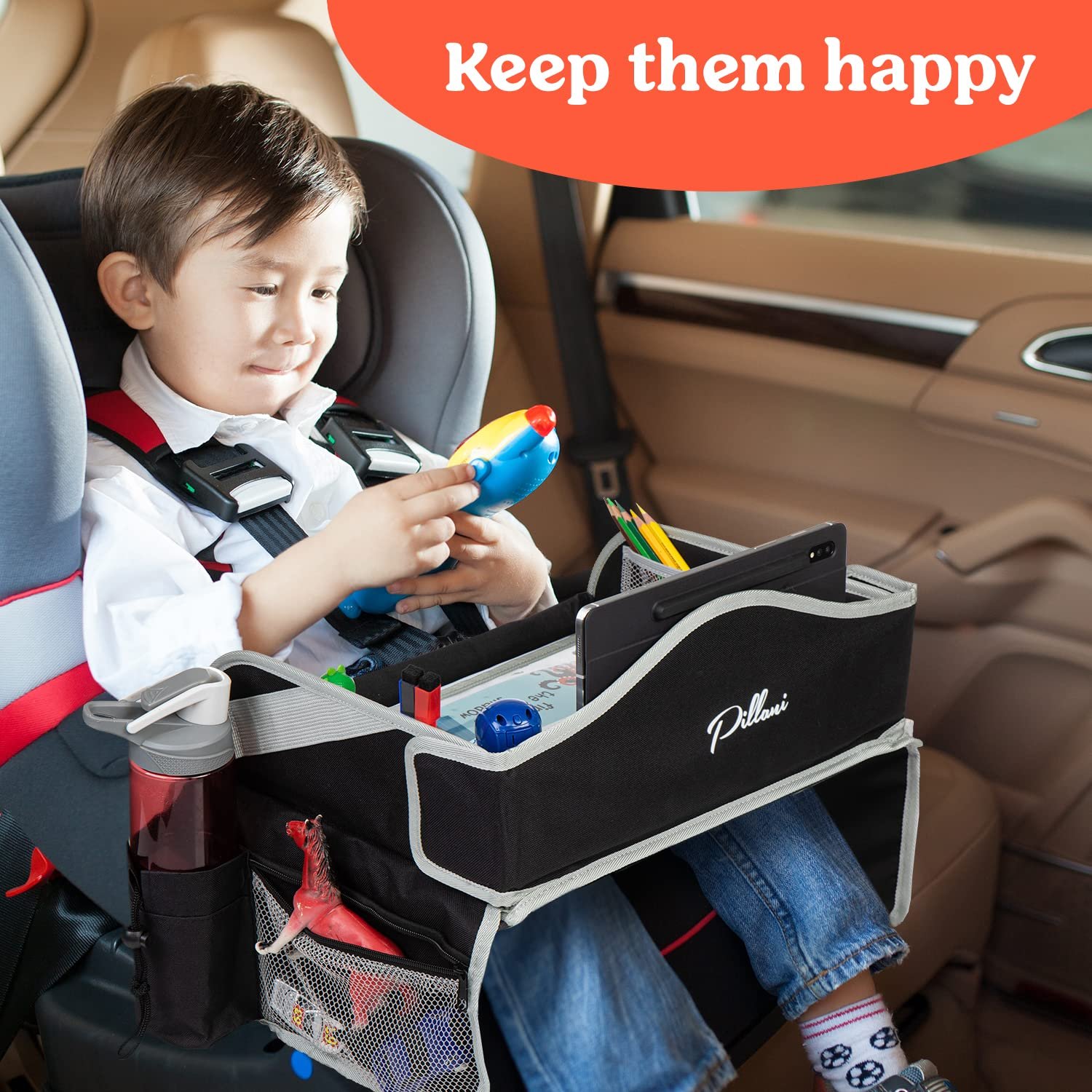 PILLANI Kids Travel Tray for Car - Car Seat Tray w... - Image 3