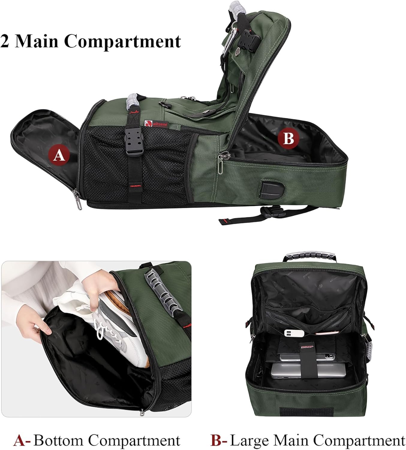 WITZMAN Travel Backpack for Men Large Duffle Lugga... - Image 5