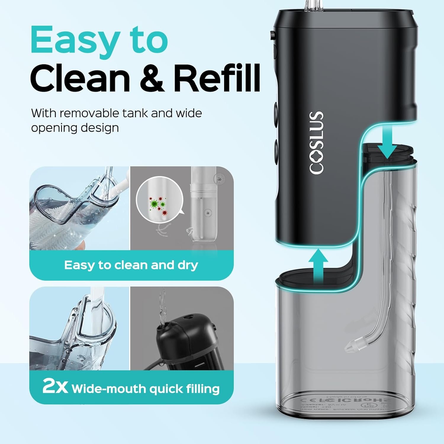 COSLUS T40 Mini Water Flosser for Travel: Portable... - Image 6