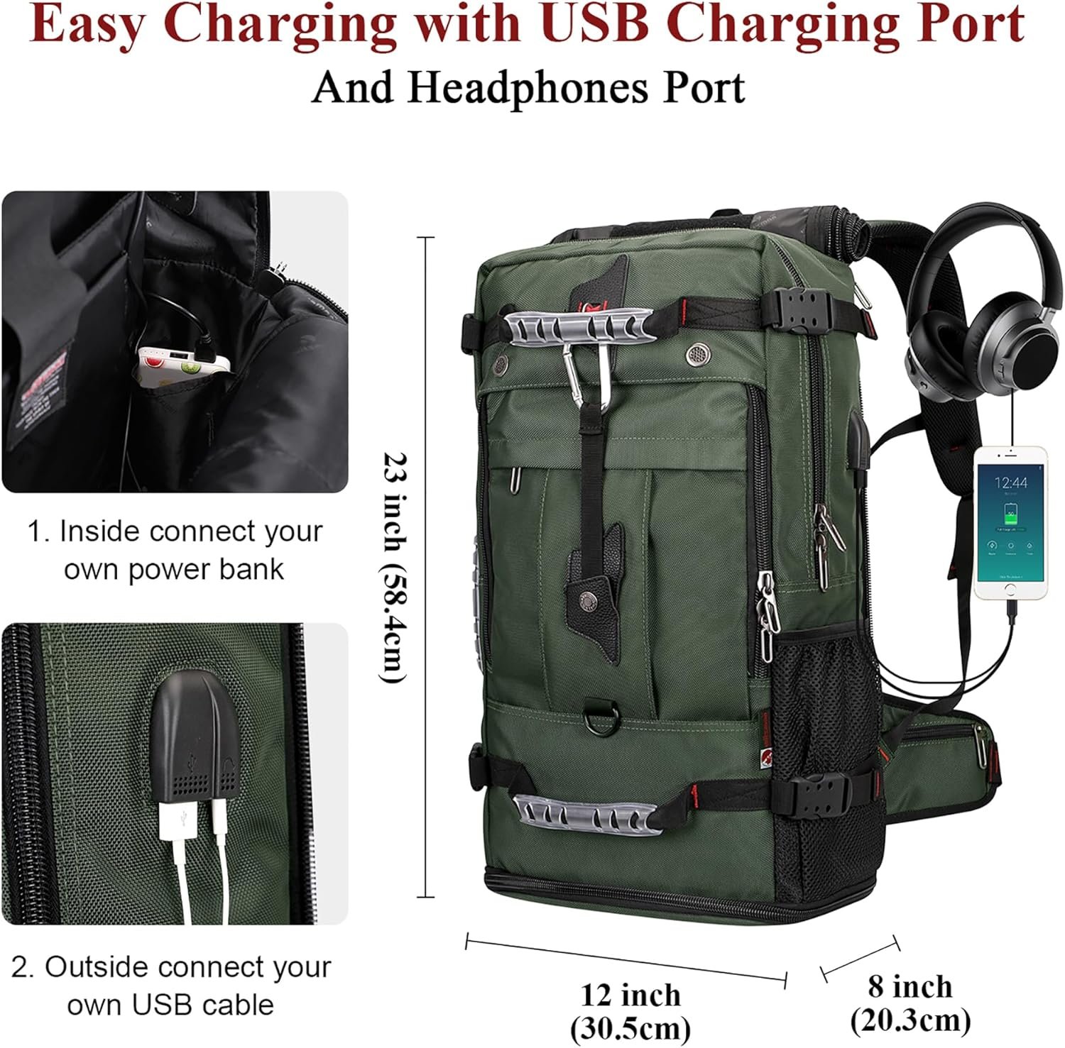 WITZMAN Travel Backpack for Men Large Duffle Lugga... - Image 6