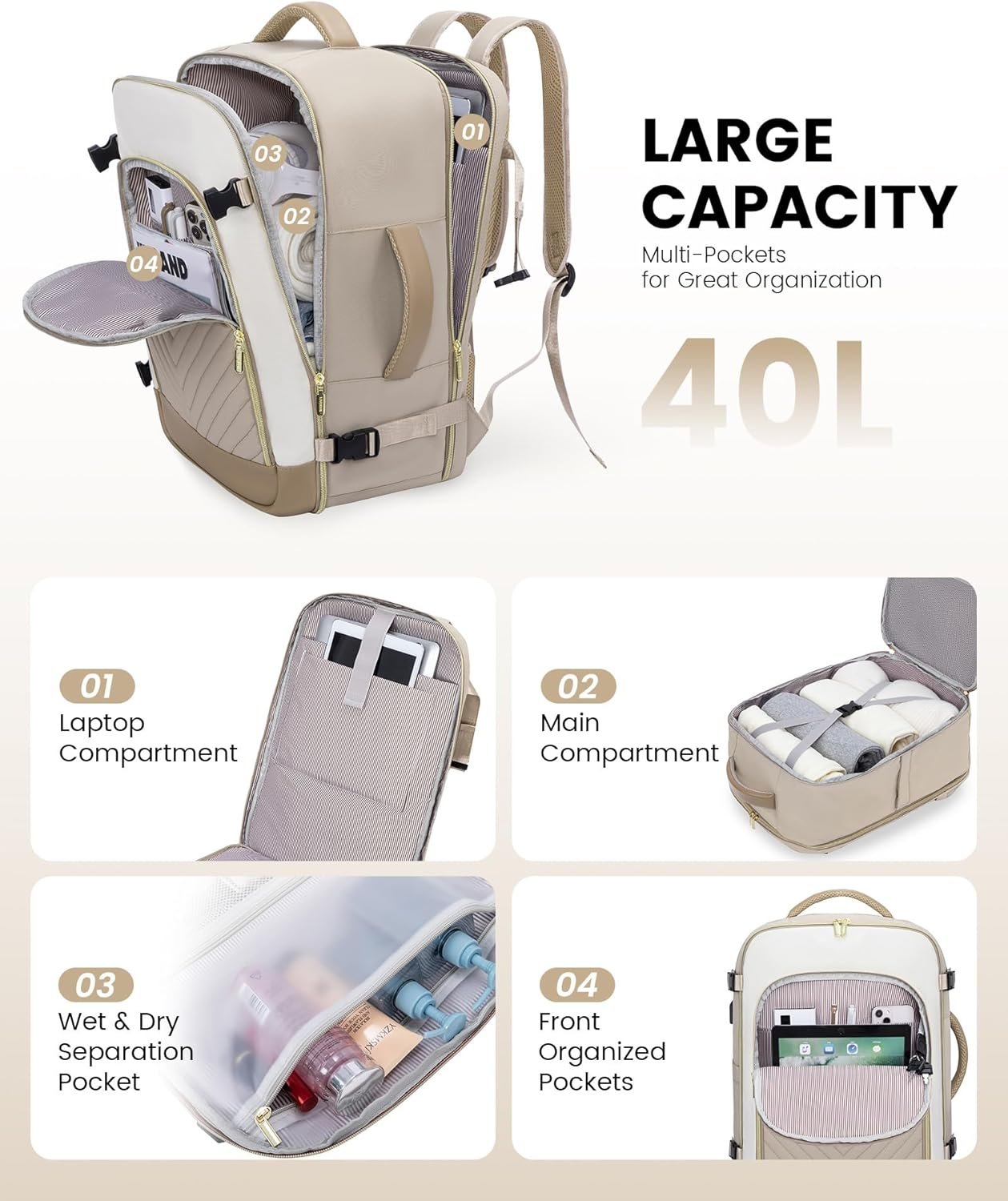 LOVEVOOK Large Travel Backpack for Women, TSA Carr... - Image 5