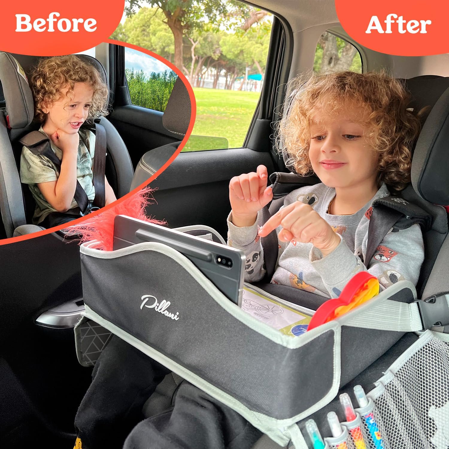 PILLANI Kids Travel Tray for Car - Car Seat Tray w... - Image 4