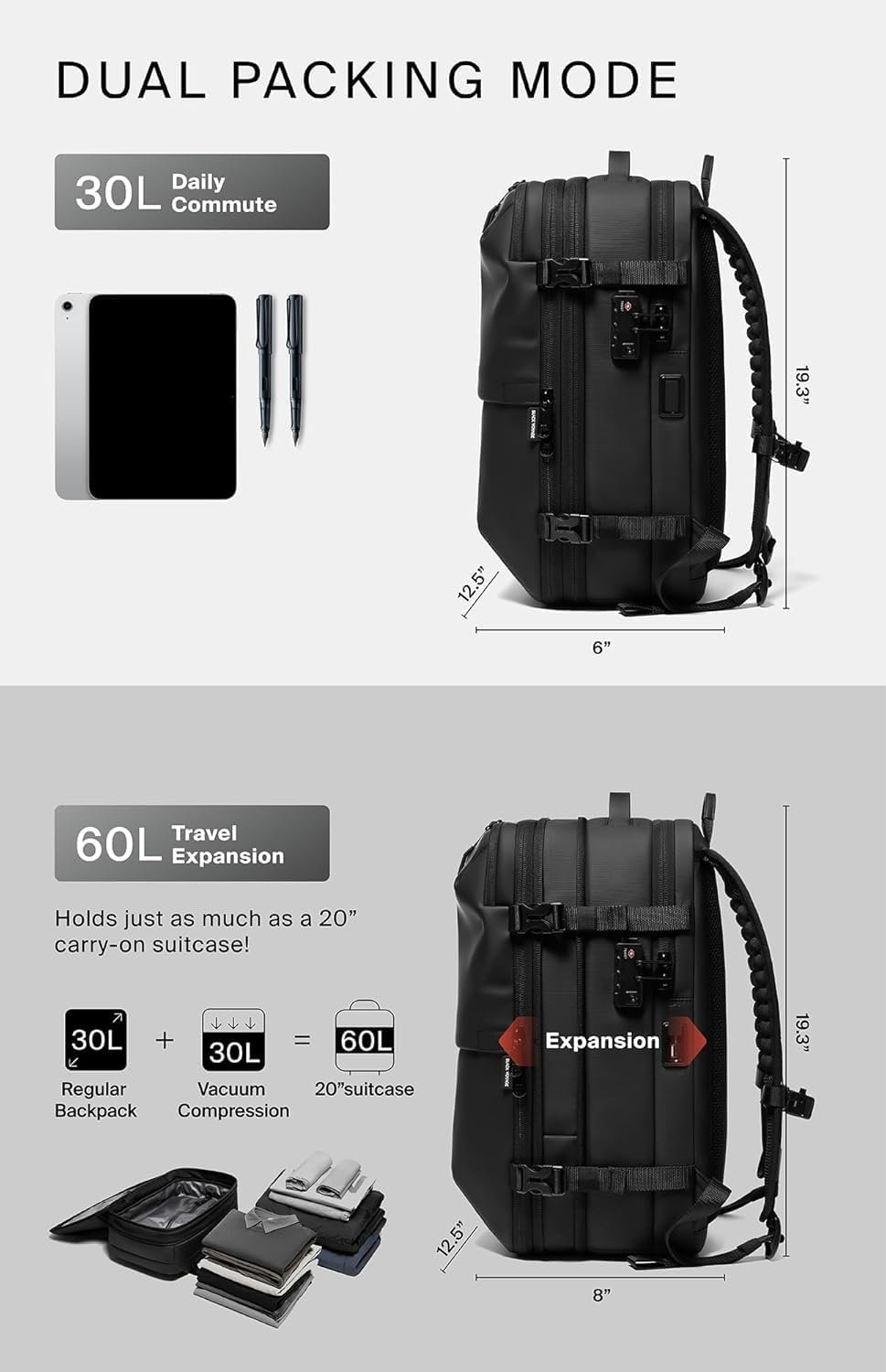 BlackVoyage Vortex Vacuum Seal Travel Backpack 60L... - Image 7