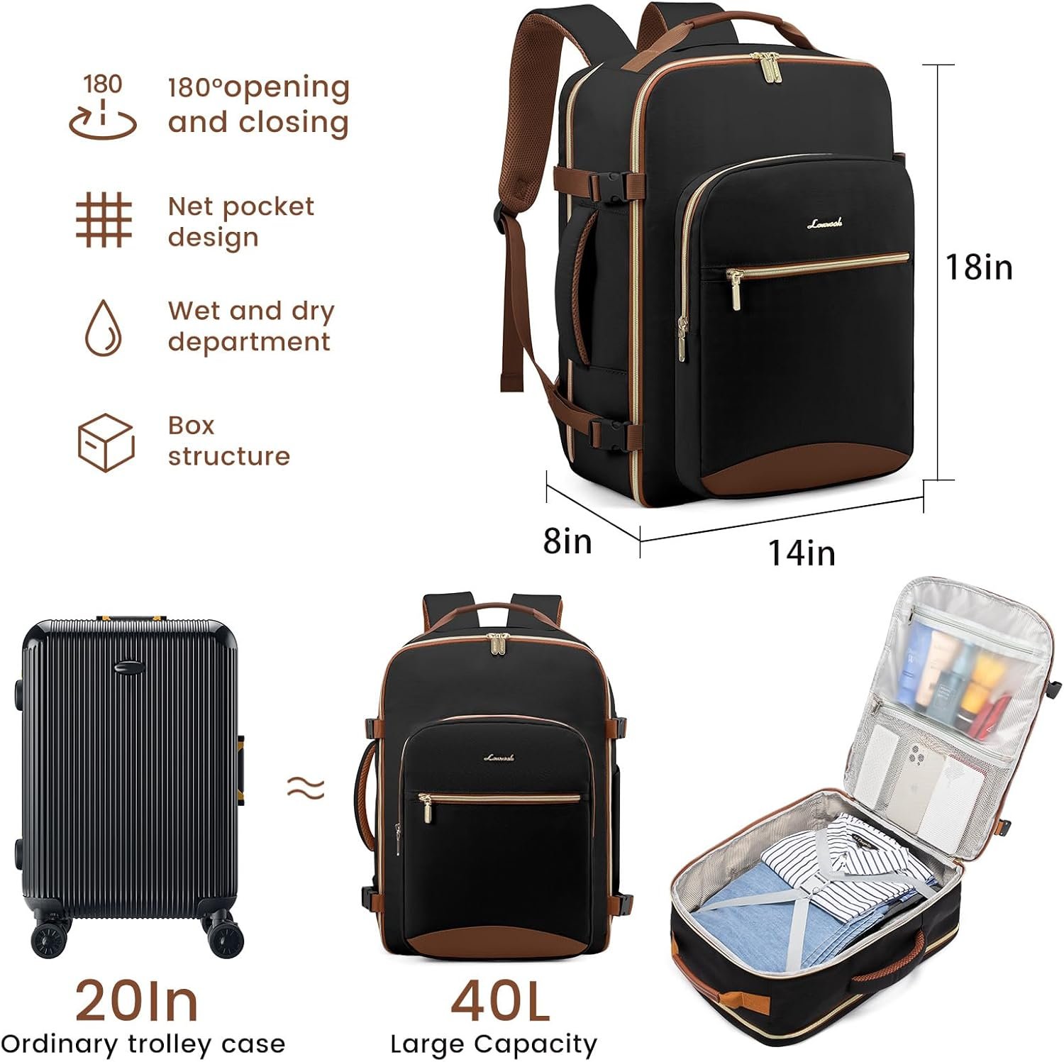 LOVEVOOK 40L Large Travel Backpack for Women Men, ... - Image 4