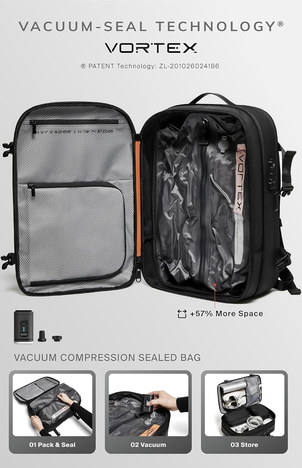 BlackVoyage Vortex Vacuum Seal Travel Backpack 60L... - Image 4