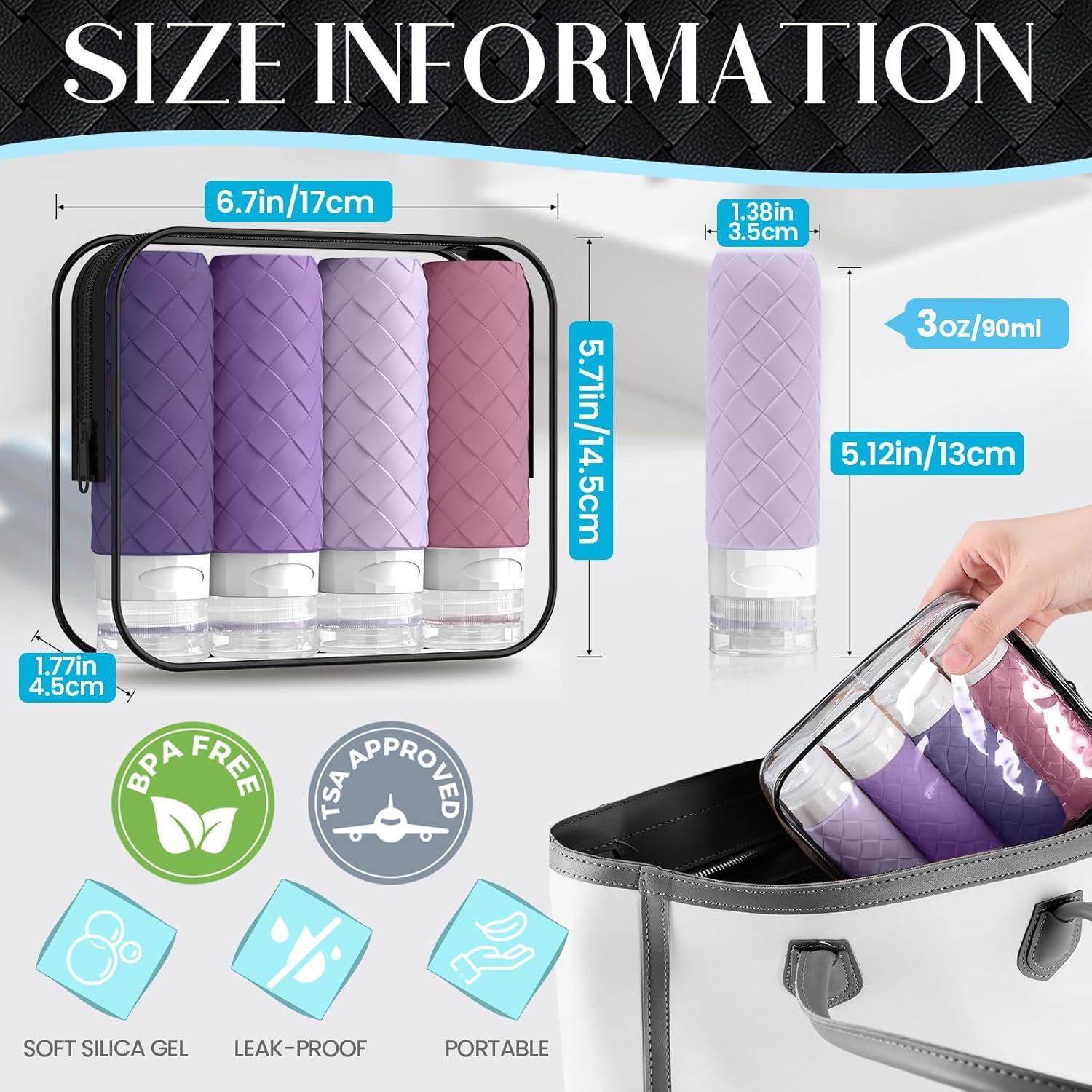 Silevoler Travel Bottles for Toiletries, TSA Appro... - Image 4