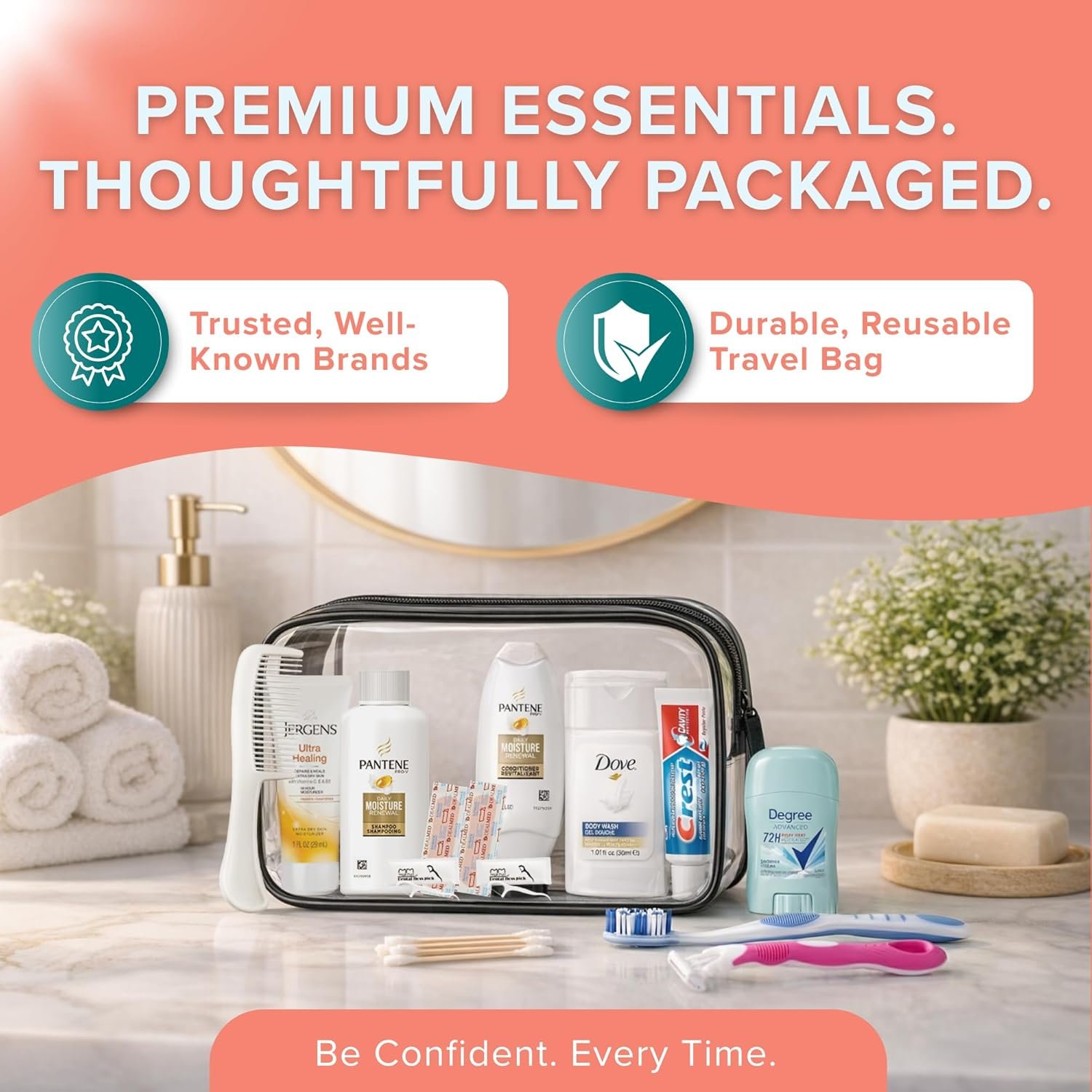 15 Piece Set Women’s Travel & Hygiene Kit with Cle... - Image 4