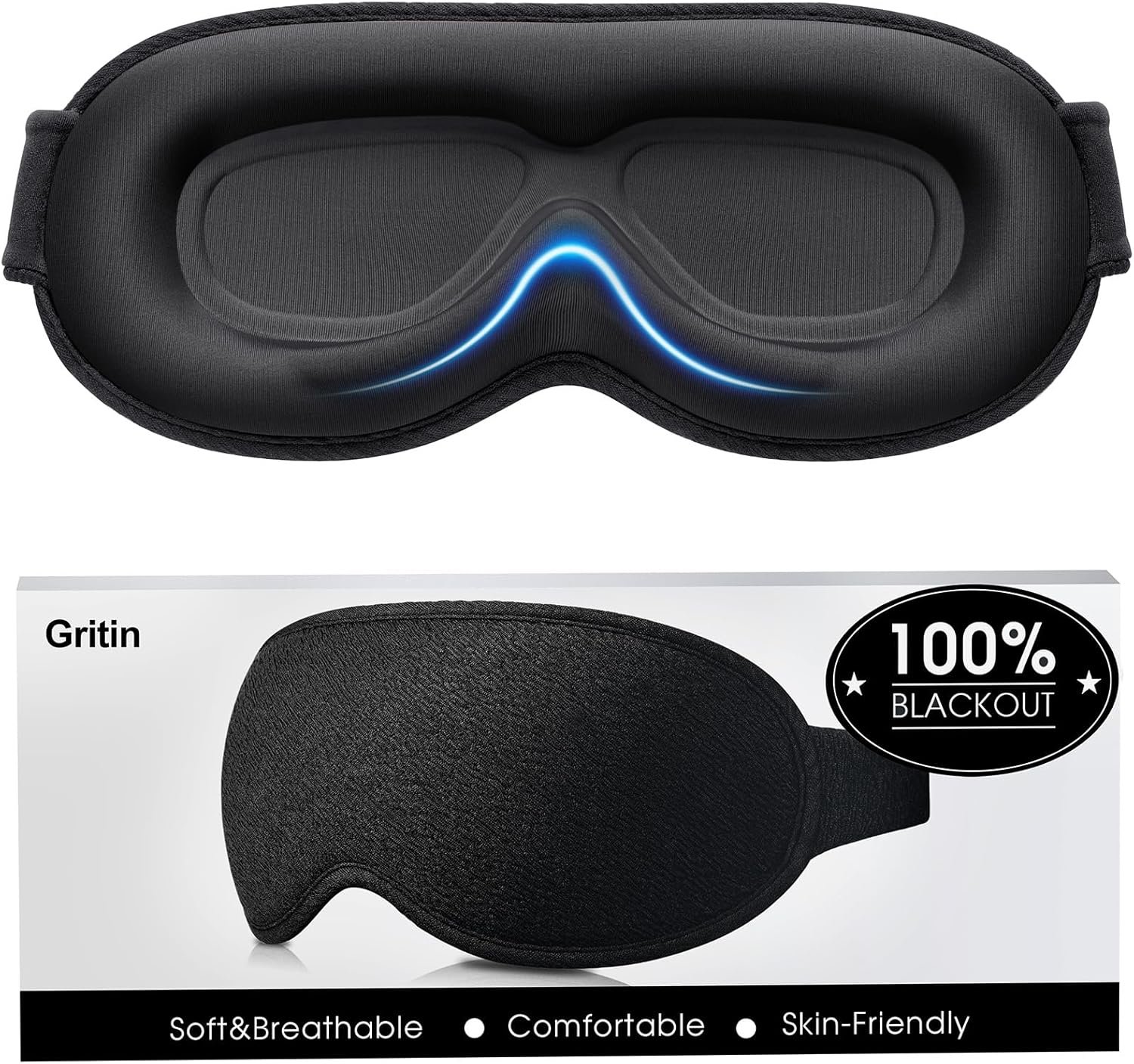 Gritin 100% Blackout Sleep Eye Mask for Women Men,... - Image 2