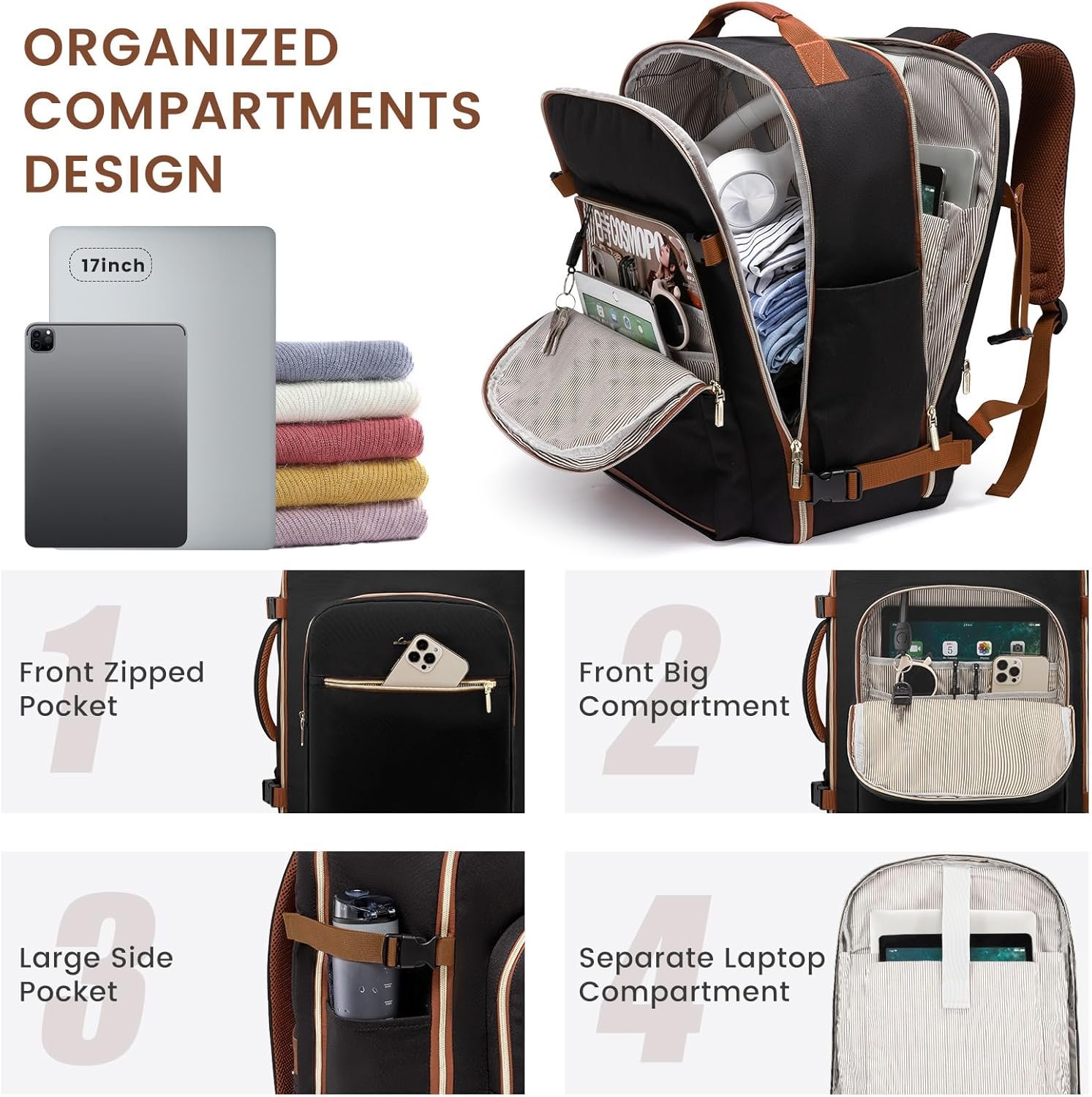 LOVEVOOK 40L Large Travel Backpack for Women Men, ... - Image 3