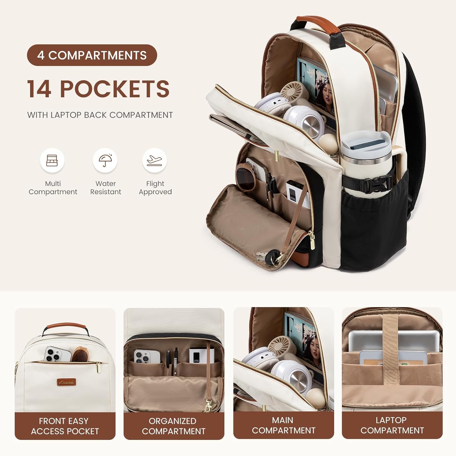 LOVEVOOK Laptop Backpack for Women with Pouch Pock... - Image 4