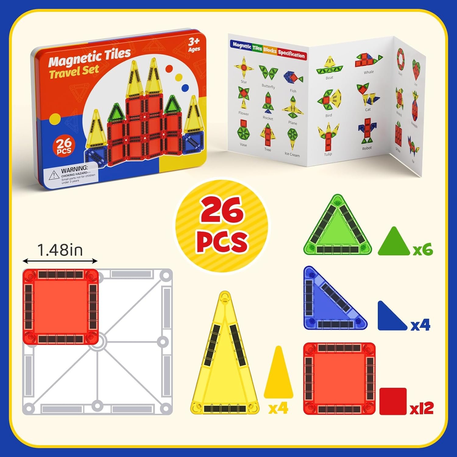 WMXDU Mini Magnetic Tiles with Iron Case, Magnetic... - Image 9