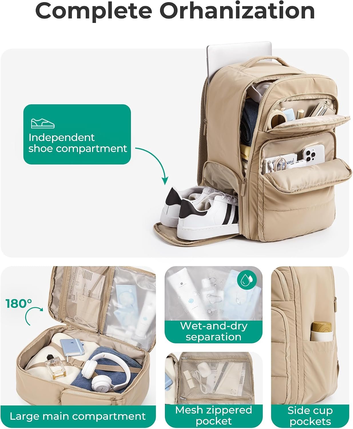 BAGSMART 35L Travel Backpack for Women, 17.3" Carr... - Image 4