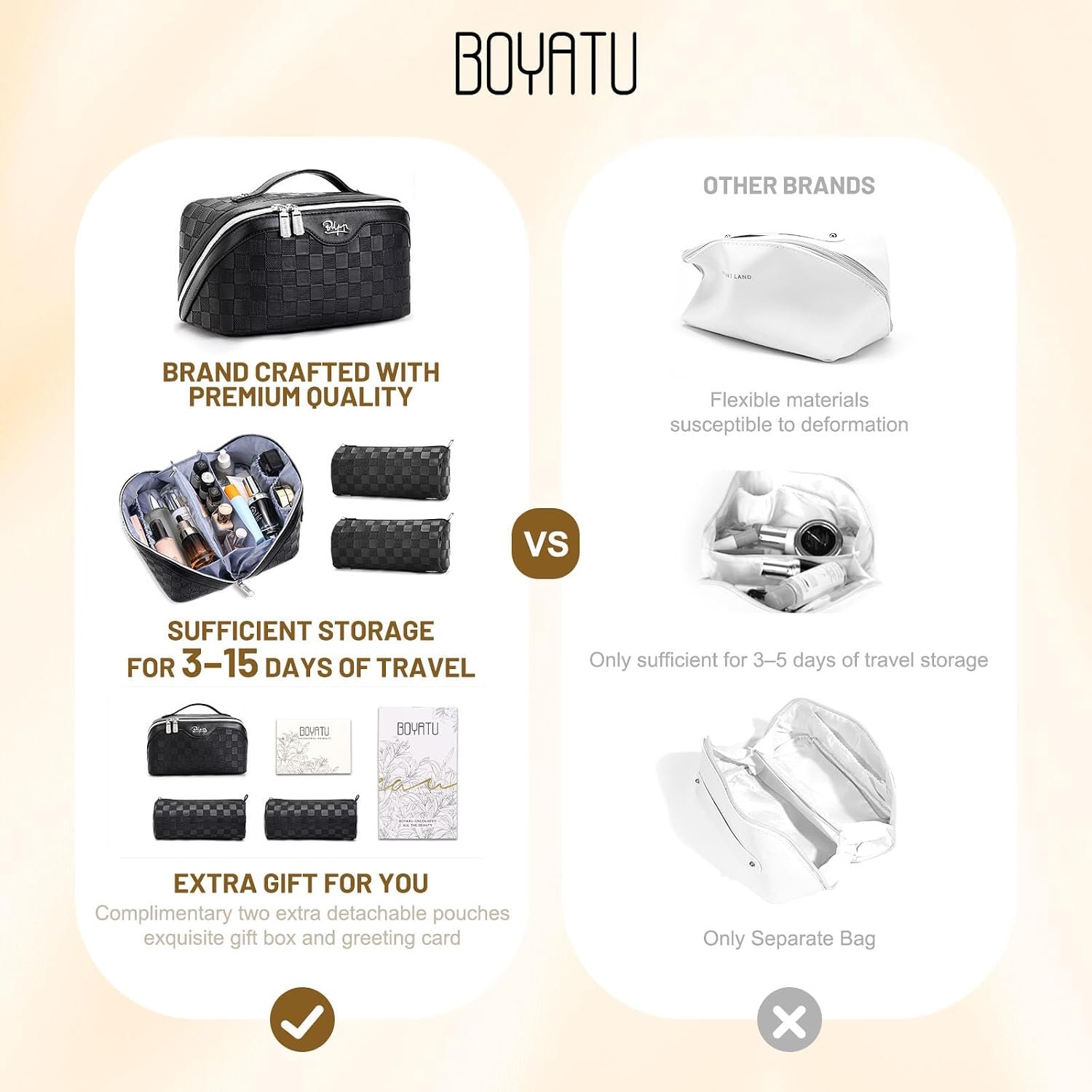 BOYATU Travel Makeup Bag Organizer: 180°Open-Flat ... - Image 3