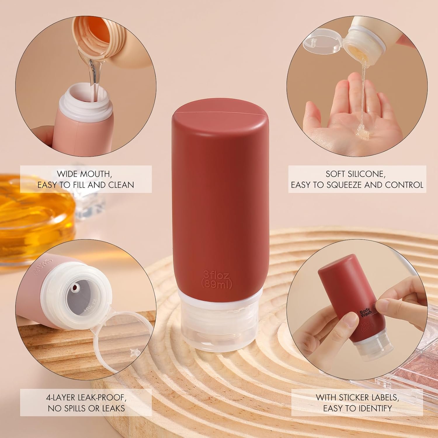 Muslish 21 Pack Travel Bottles for Toiletries, Lea... - Image 4