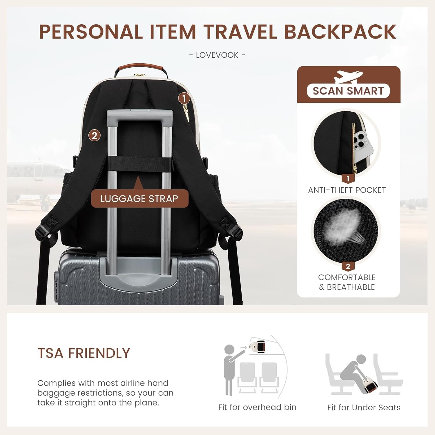 LOVEVOOK Laptop Backpack for Women with Pouch Pock... - Image 7