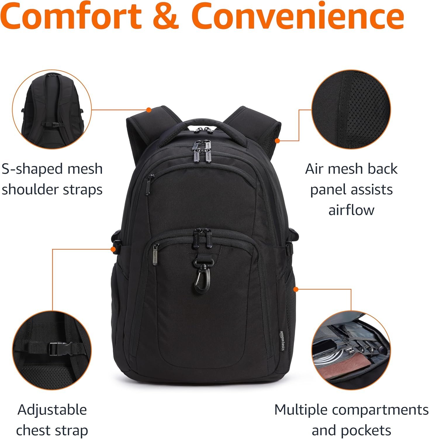 Amazon Basics Travel Laptop Backpack with Multiple... - Image 3