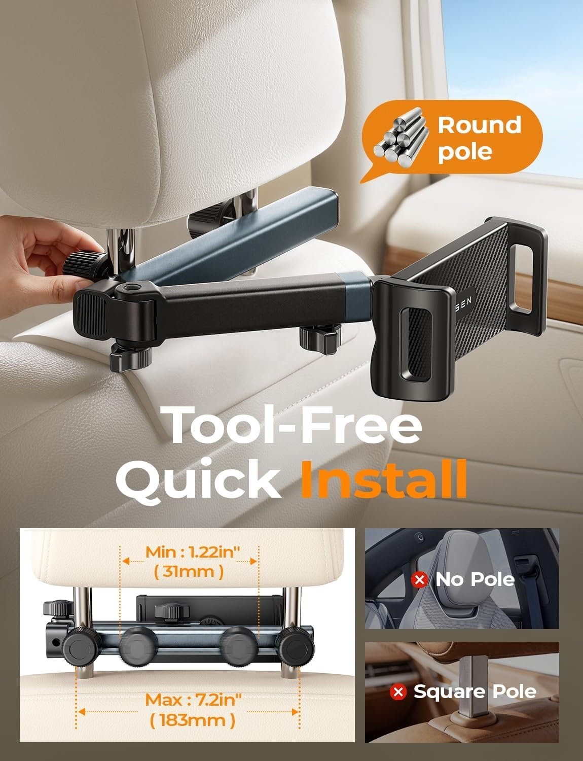 LISEN iPad Holder for Car Tablet Mount, Road Trip ... - Image 6