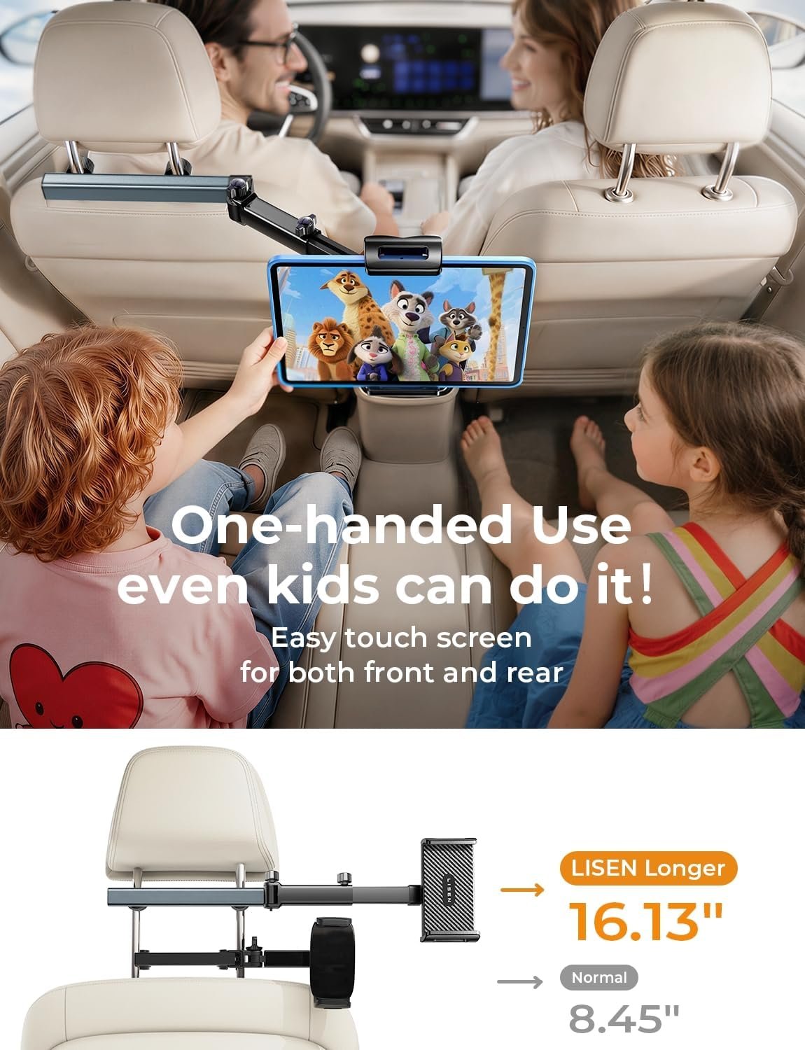 LISEN iPad Holder for Car Tablet Mount, Road Trip ... - Image 5