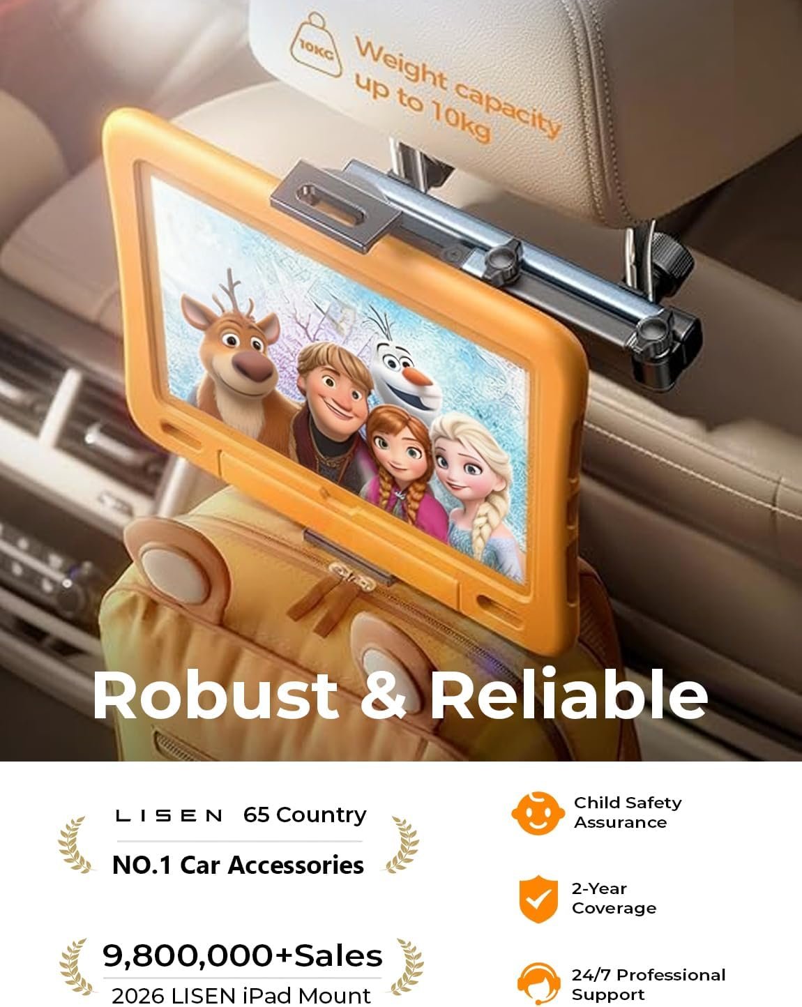 LISEN iPad Holder for Car Tablet Mount, Road Trip ... - Image 3