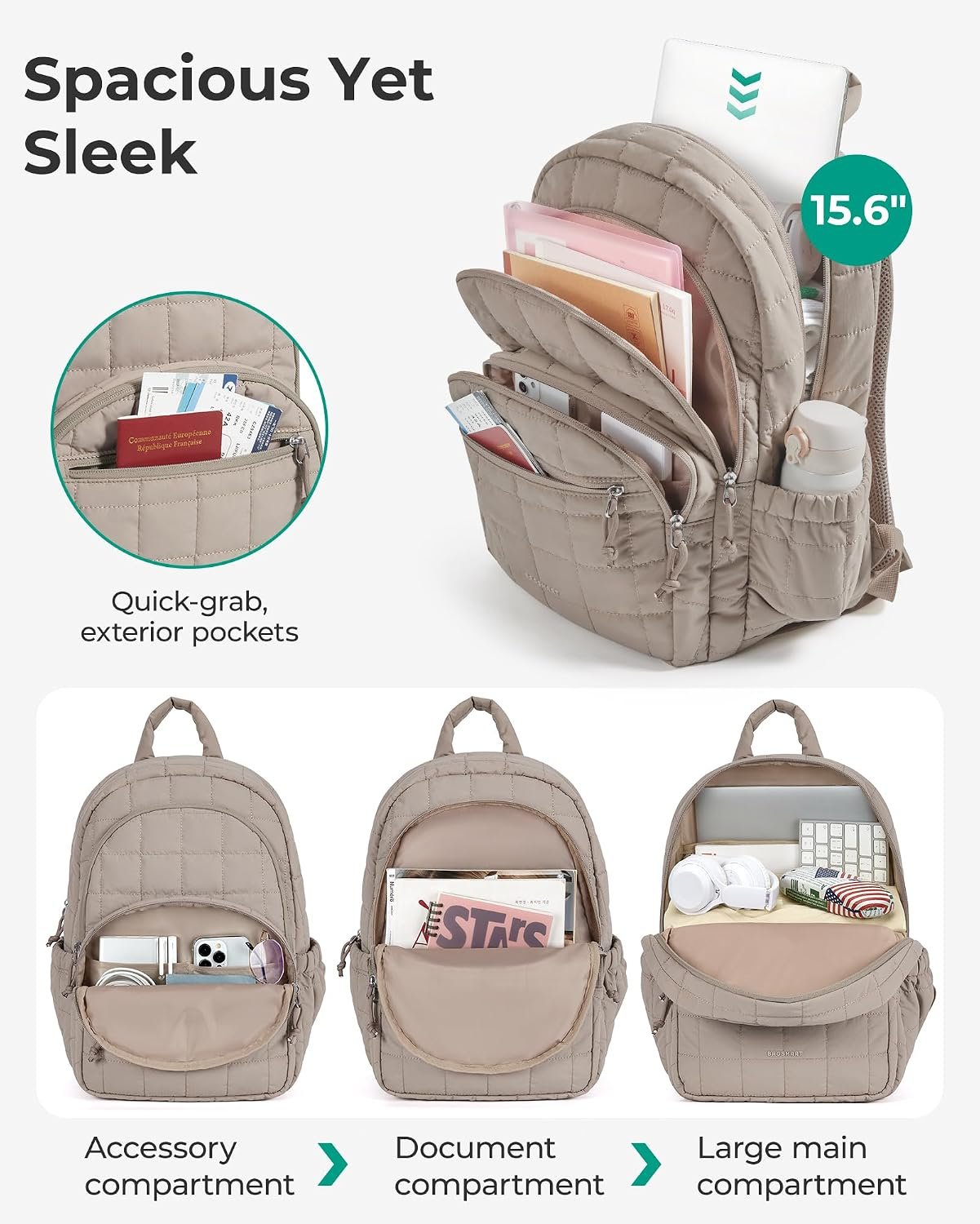 BAGSMART Travel Backpack for Women, 15.6" College ... - Image 4