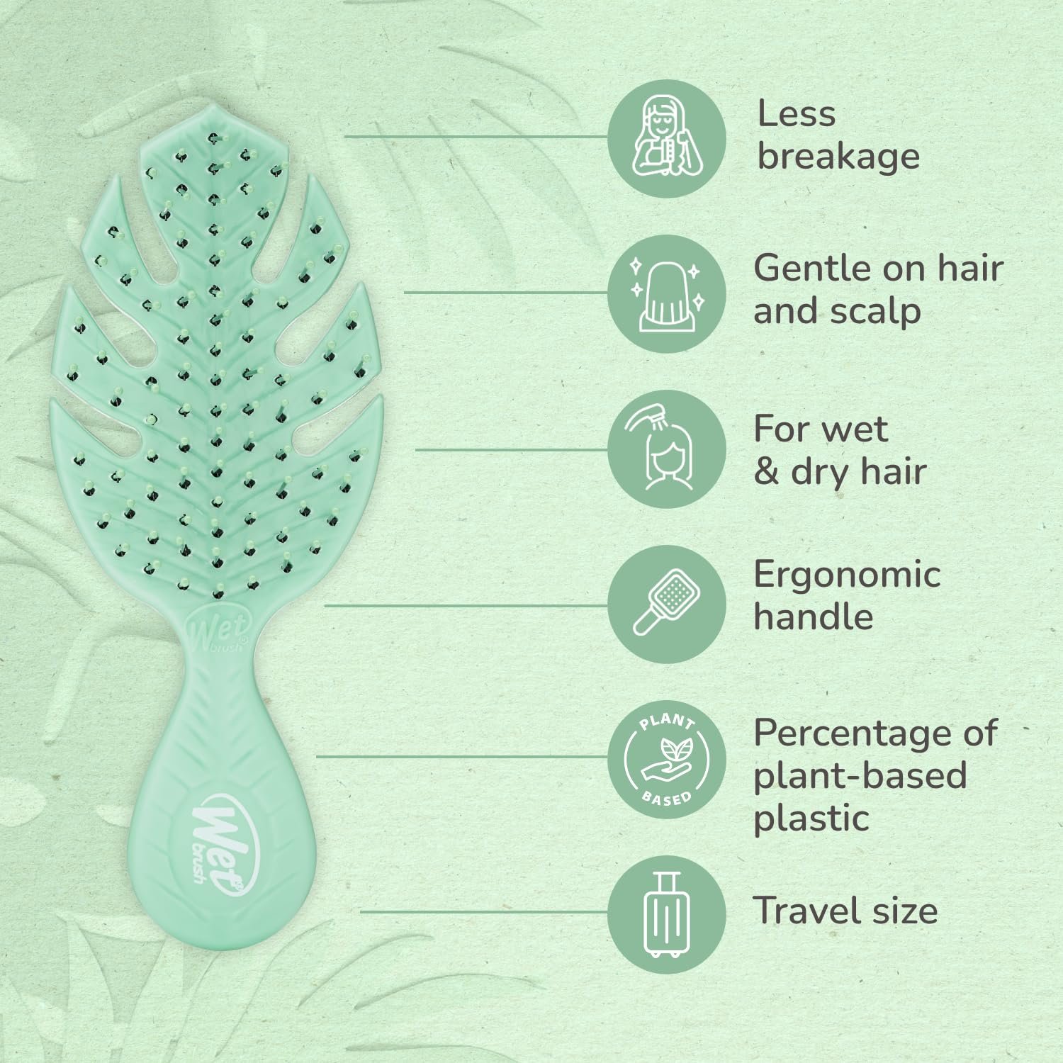 Wet Brush Go Green Mini Detangler, Green - Detangl... - Image 5