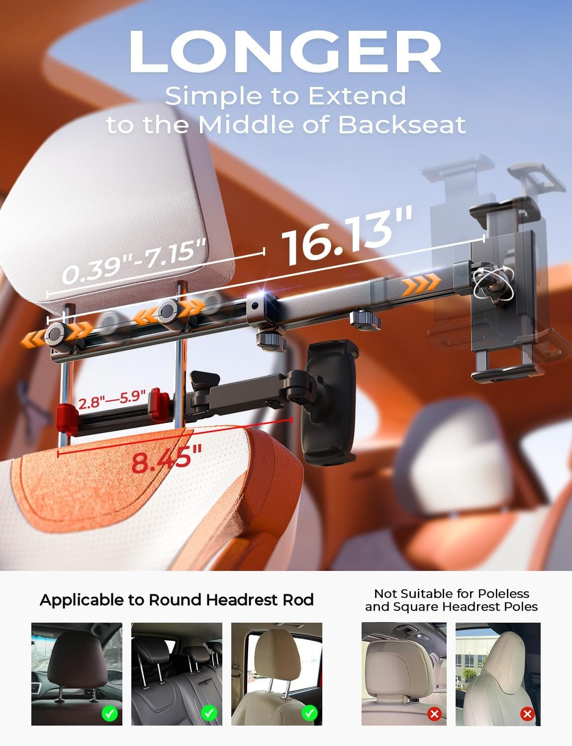 LISEN iPad Holder for Car Tablet Mount, Road Trip ... - Image 9