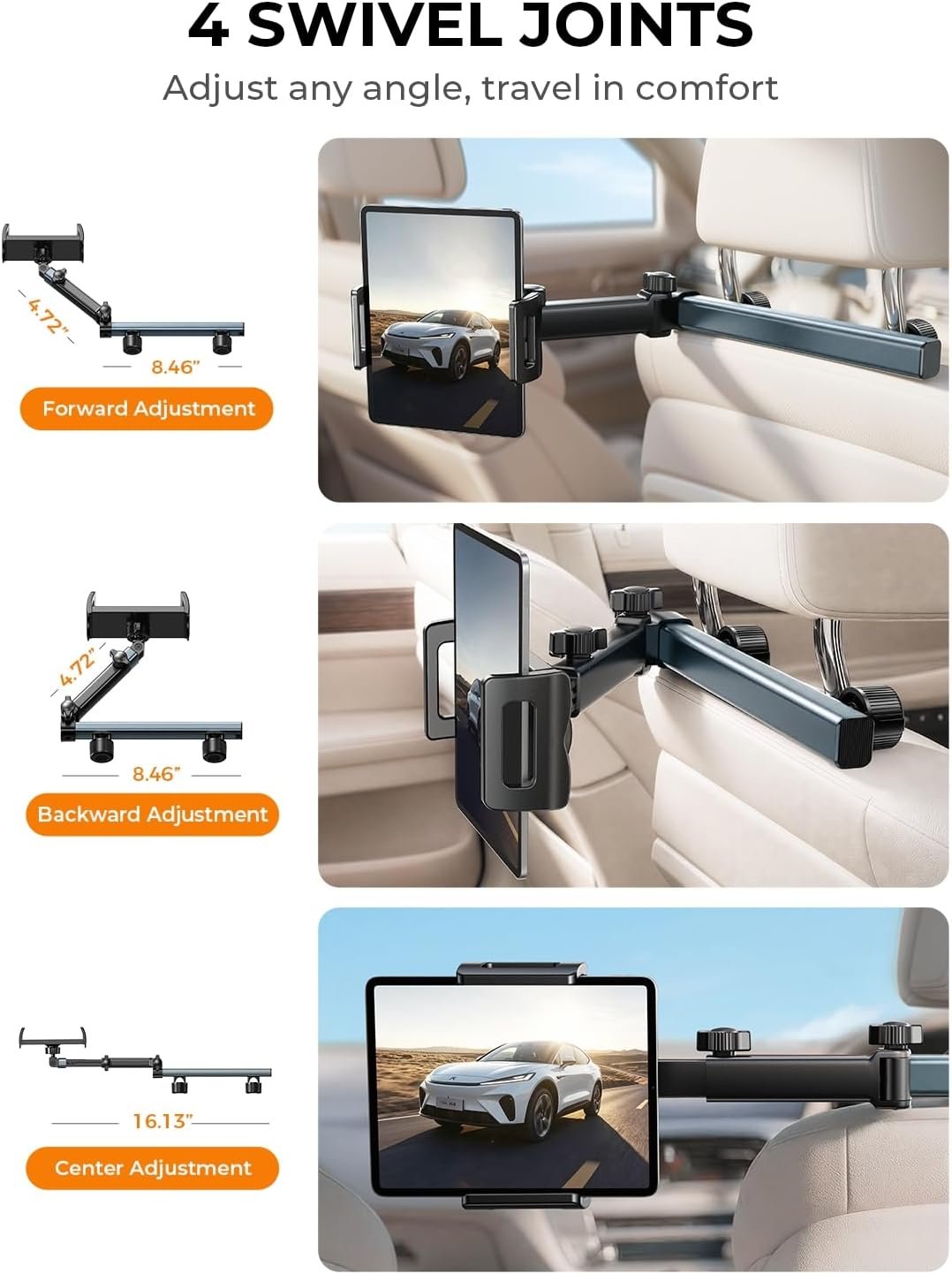 LISEN iPad Holder for Car Tablet Mount, Road Trip ... - Image 4