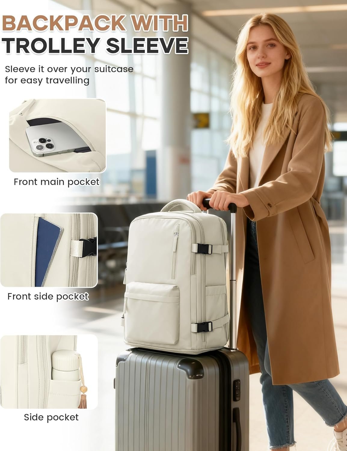 Large Travel Gym Backpack Women Carry On Backpack ... - Image 7