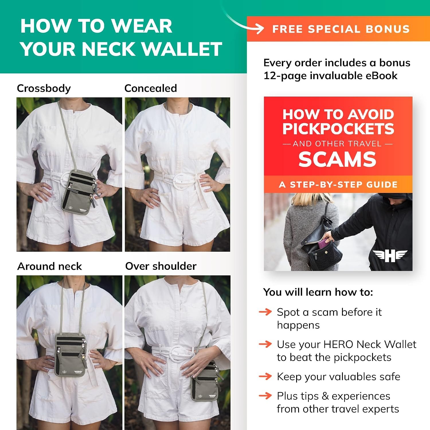 HERO Neck Wallet - RFID Blocking Passport Holder, ... - Image 5