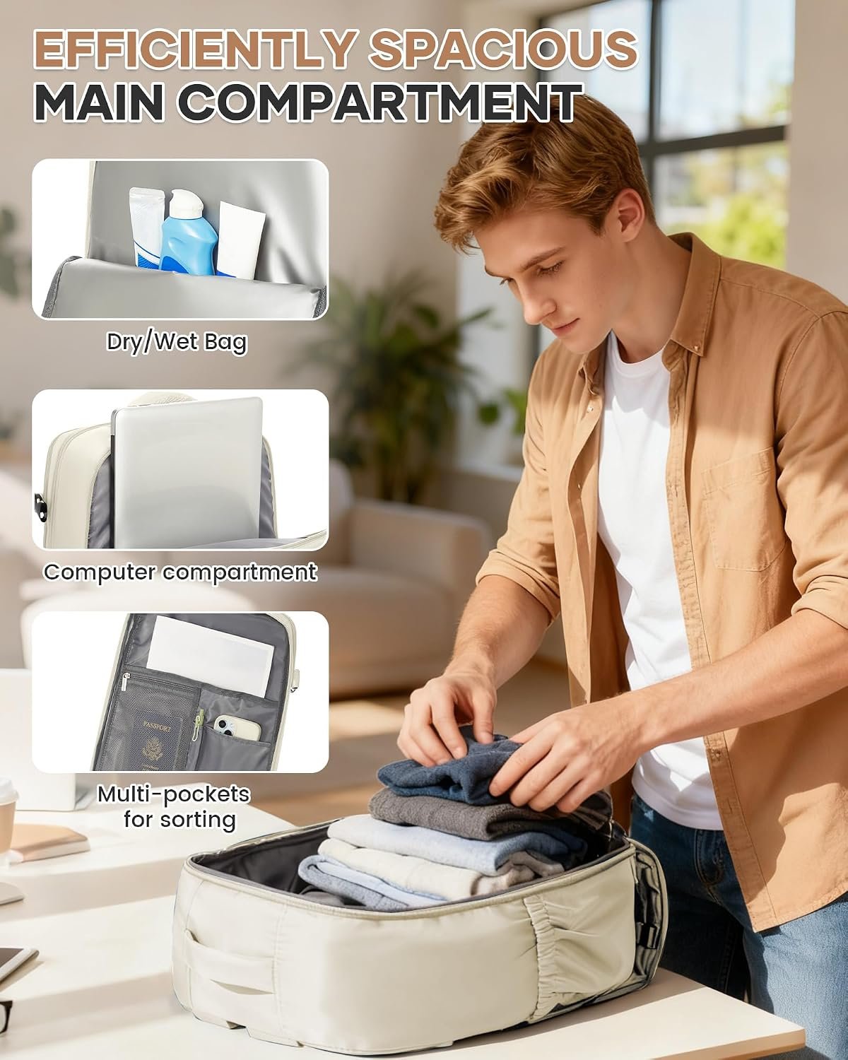 Large Travel Gym Backpack Women Carry On Backpack ... - Image 8