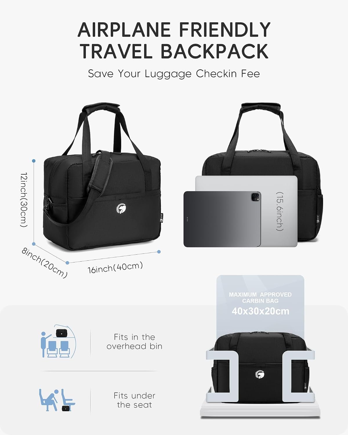 40x30x20 cm Travel Bag with Luggage Scale Duffle B... - Image 4