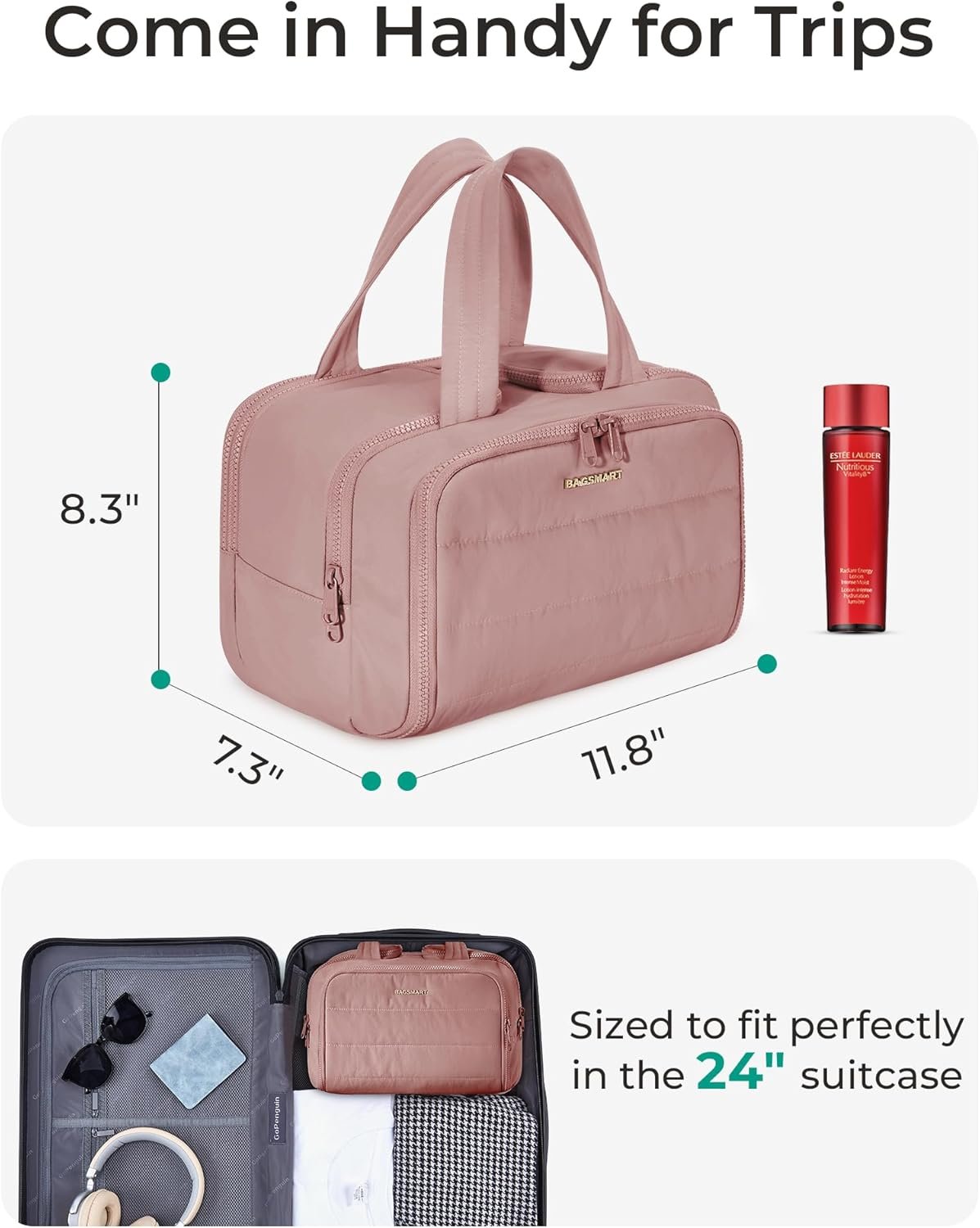 BAGSMART Travel Toiletry Bag, Lightweight Large Wi... - Image 6