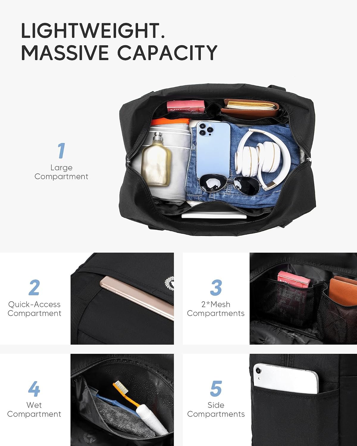 40x30x20 cm Travel Bag with Luggage Scale Duffle B... - Image 5
