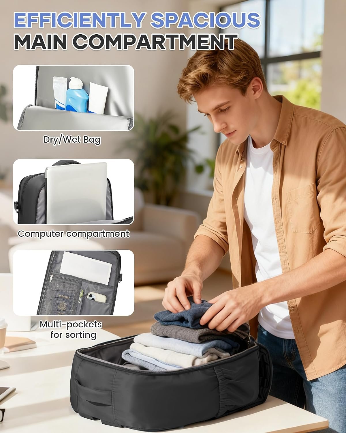 Large Carry on Travel Backpack Women Men,Hiking Gy... - Image 8