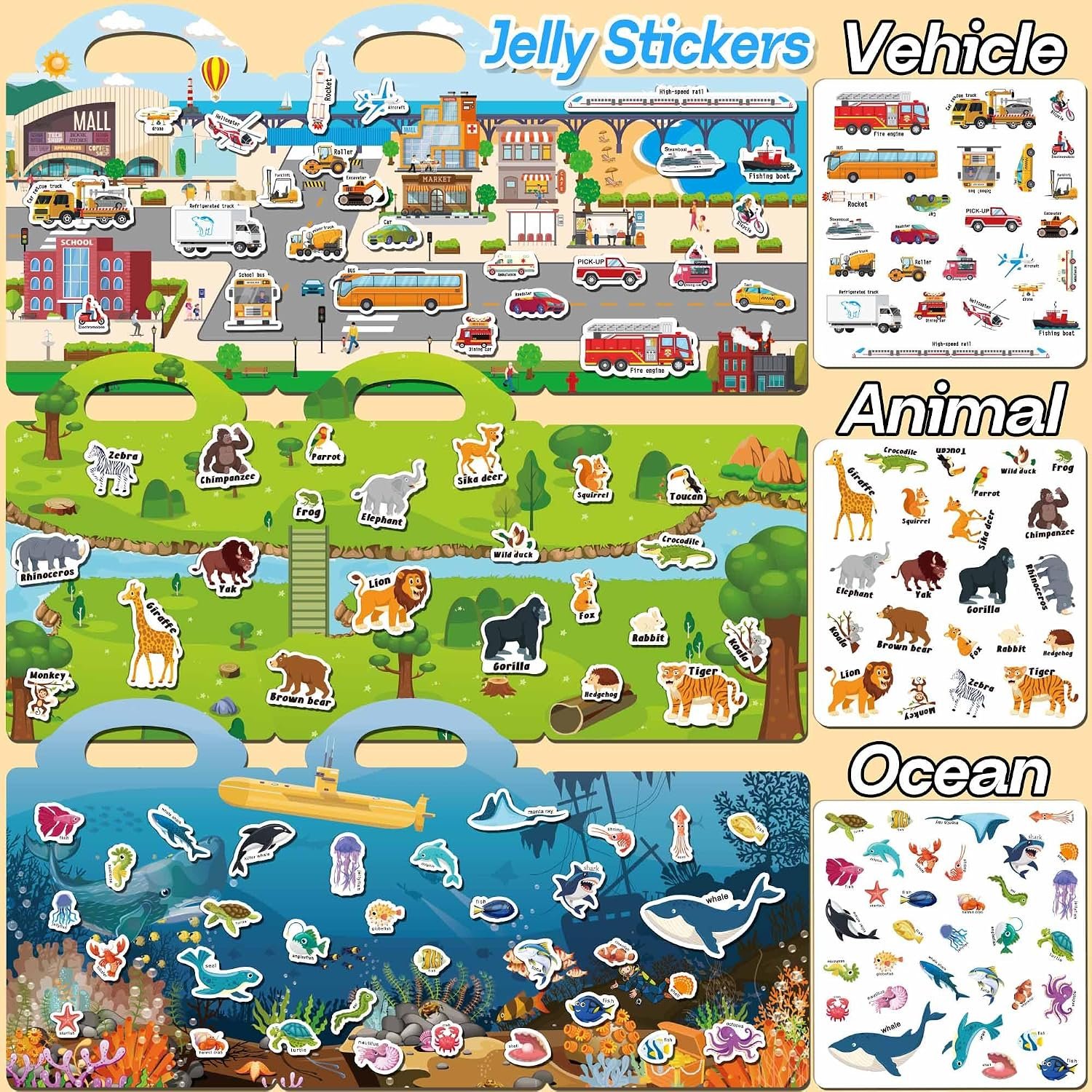 iGetooy 6 Sets Reusable Sticker Book for Toddlers ... - Image 5