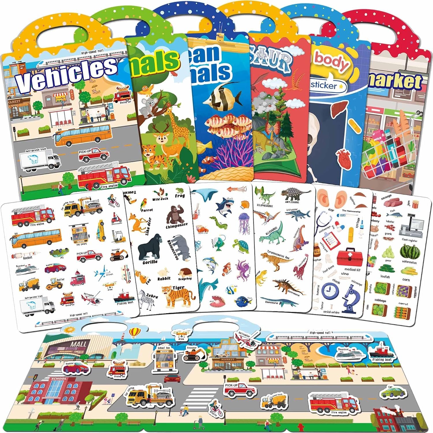 iGetooy 6 Sets Reusable Sticker Book for Toddlers ... - Image 9