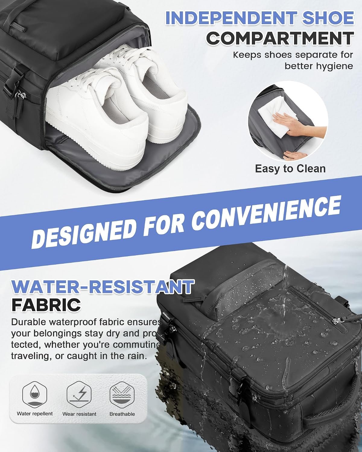 Large Carry on Travel Backpack Women Men,Hiking Gy... - Image 5