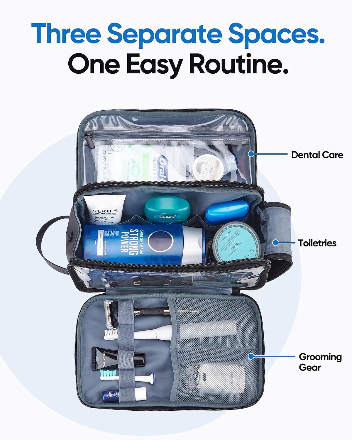 ZEEMO Travel Toiletry Bag for Men, Full Open Dopp ... - Image 4