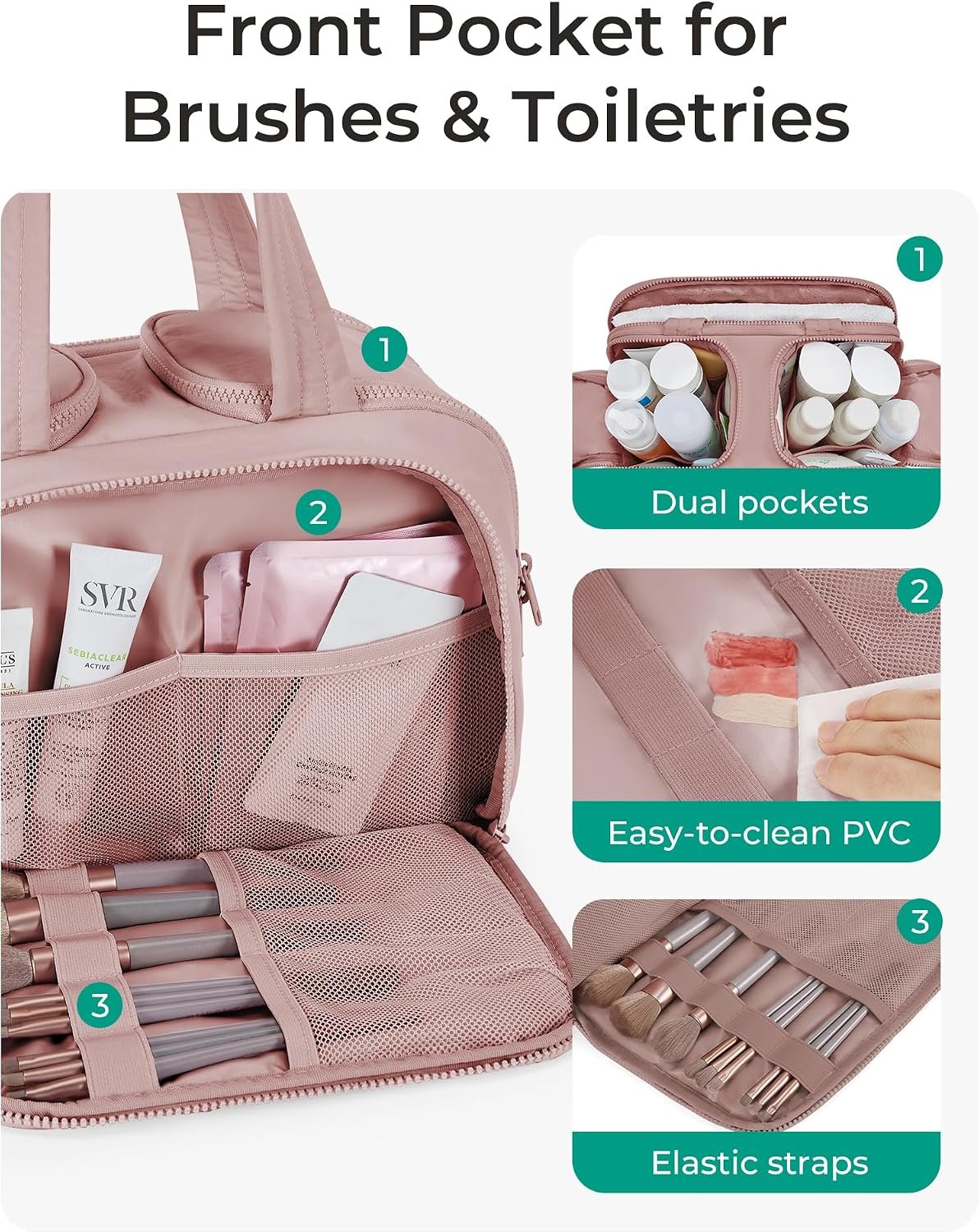 BAGSMART Travel Toiletry Bag, Lightweight Large Wi... - Image 3