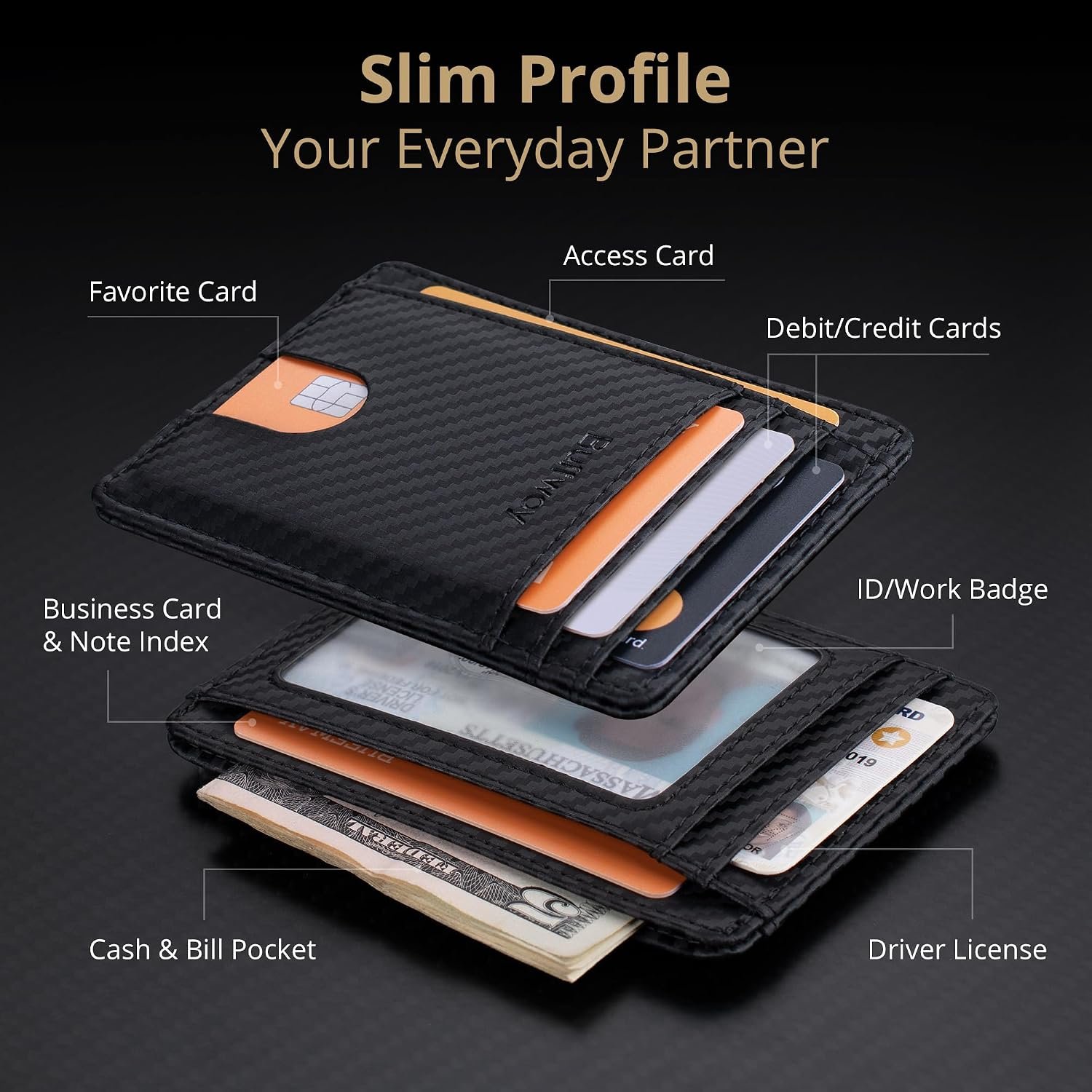 Buffway Slim Minimalist Front Pocket RFID Blocking... - Image 4